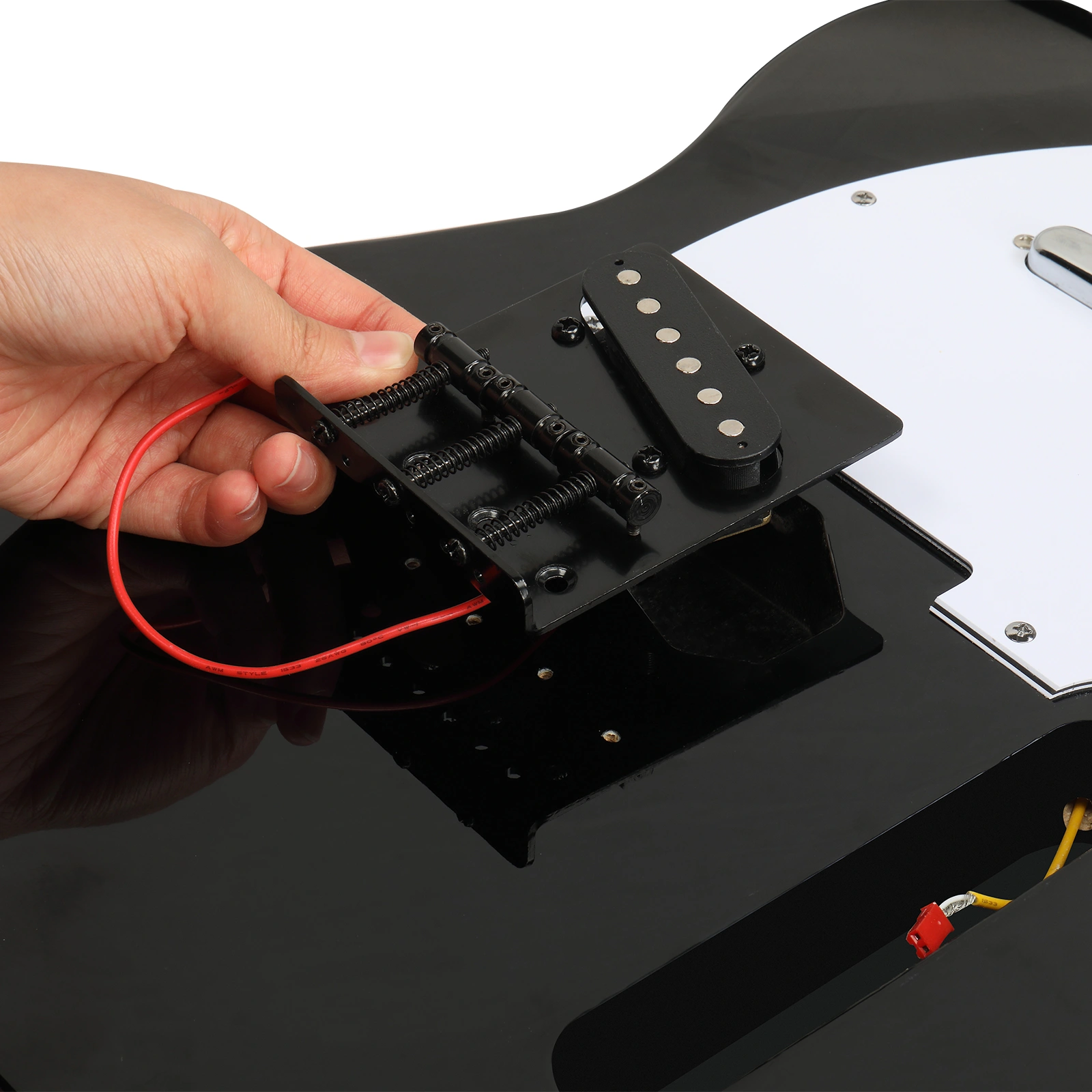 DIY 6 String TL Style Electric Guitar Kits with Mahogany Body, Maple Neck and Accessories Black view 4