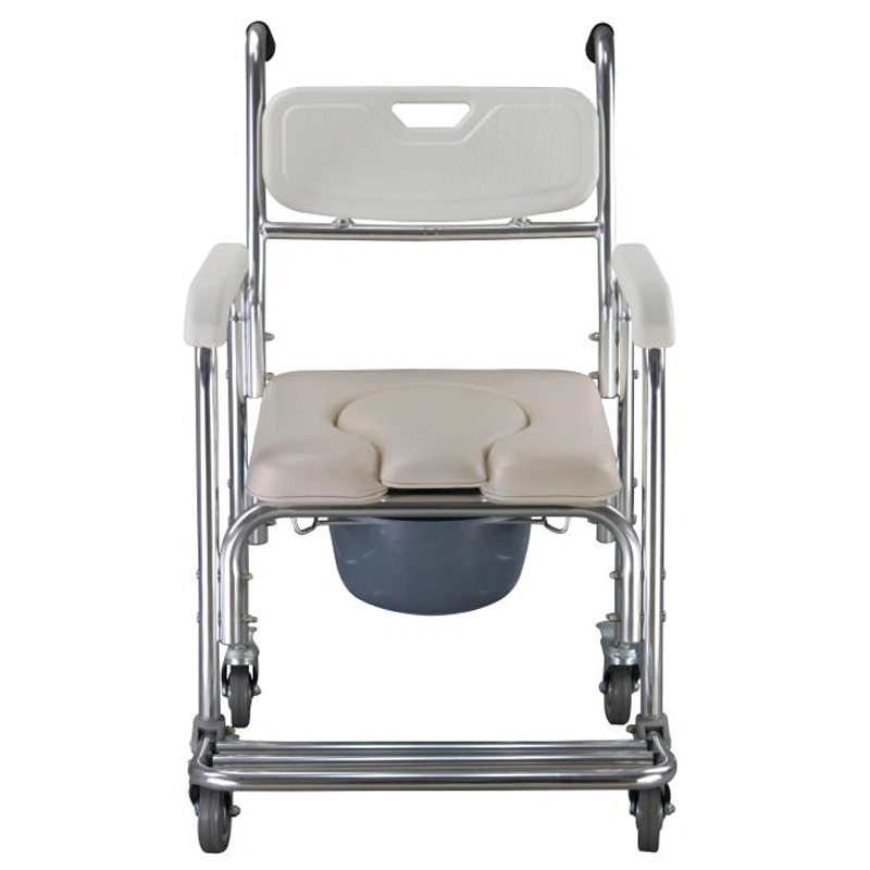 Heavy Duty Memory Foam Commode Chair with Toilet Seat, Multifunction Potty Chair for Adults, White Beige view 16