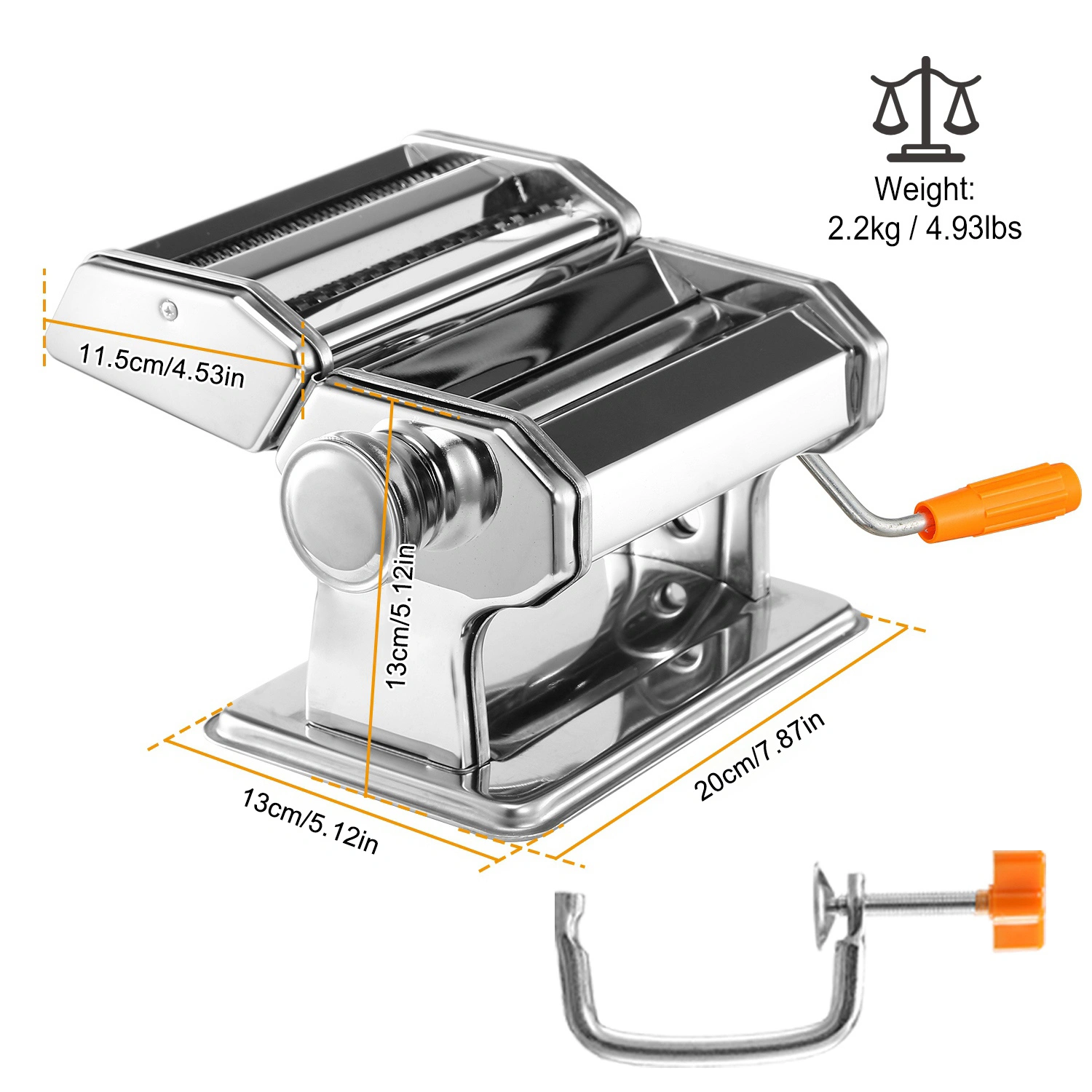 Pasta Maker Machine, 180 Roller Pasta Maker, 9 Adjustable Thickness Settings 2-in-1 Noodles Maker with Rollers and Cutter, Perfect for Spaghetti, Fettuccini, Lasagna or Dumpling Skin Silver view 12