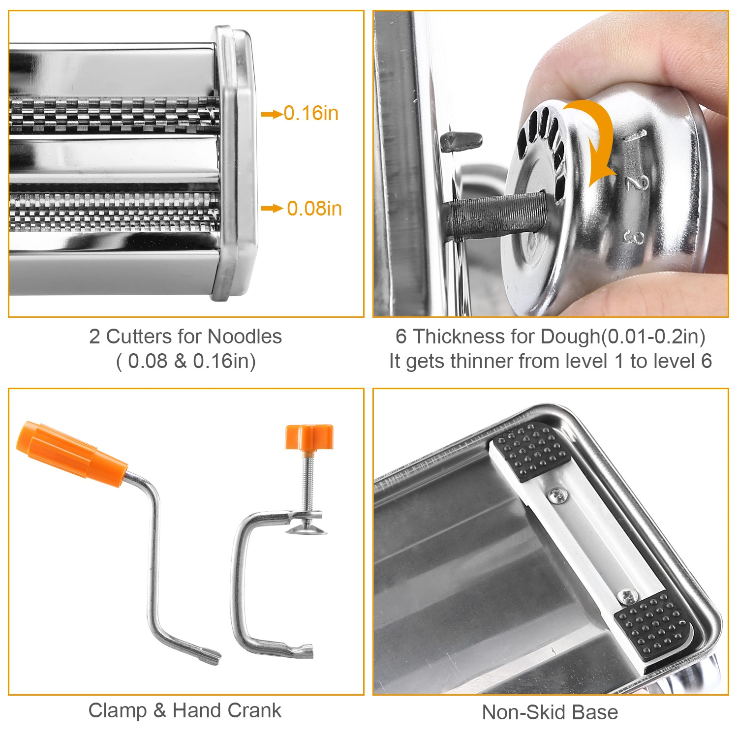 Pasta Maker Machine, 180 Roller Pasta Maker, 9 Adjustable Thickness Settings 2-in-1 Noodles Maker with Rollers and Cutter, Perfect for Spaghetti, Fettuccini, Lasagna or Dumpling Skin Silver view 14
