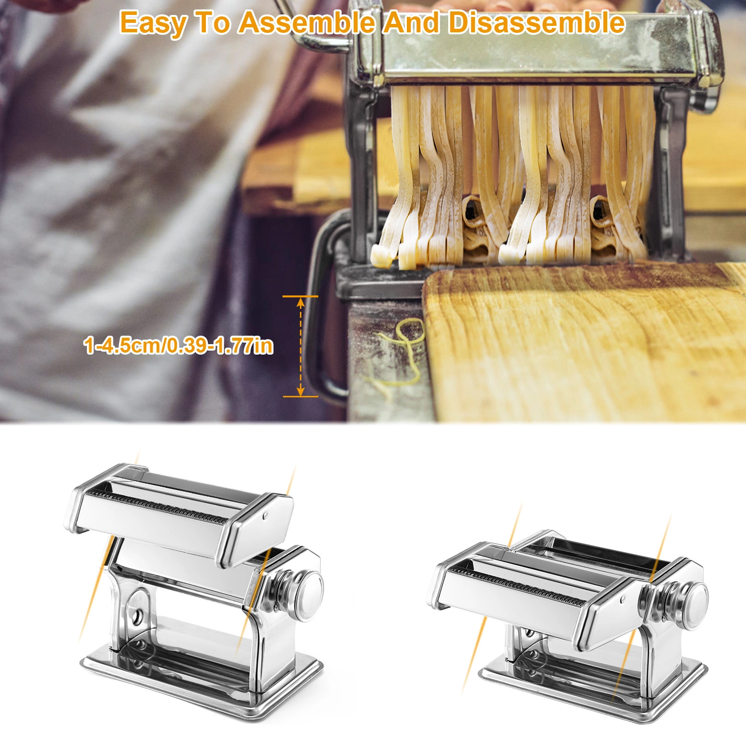 Pasta Maker Machine, 180 Roller Pasta Maker, 9 Adjustable Thickness Settings 2-in-1 Noodles Maker with Rollers and Cutter, Perfect for Spaghetti, Fettuccini, Lasagna or Dumpling Skin Silver view 5