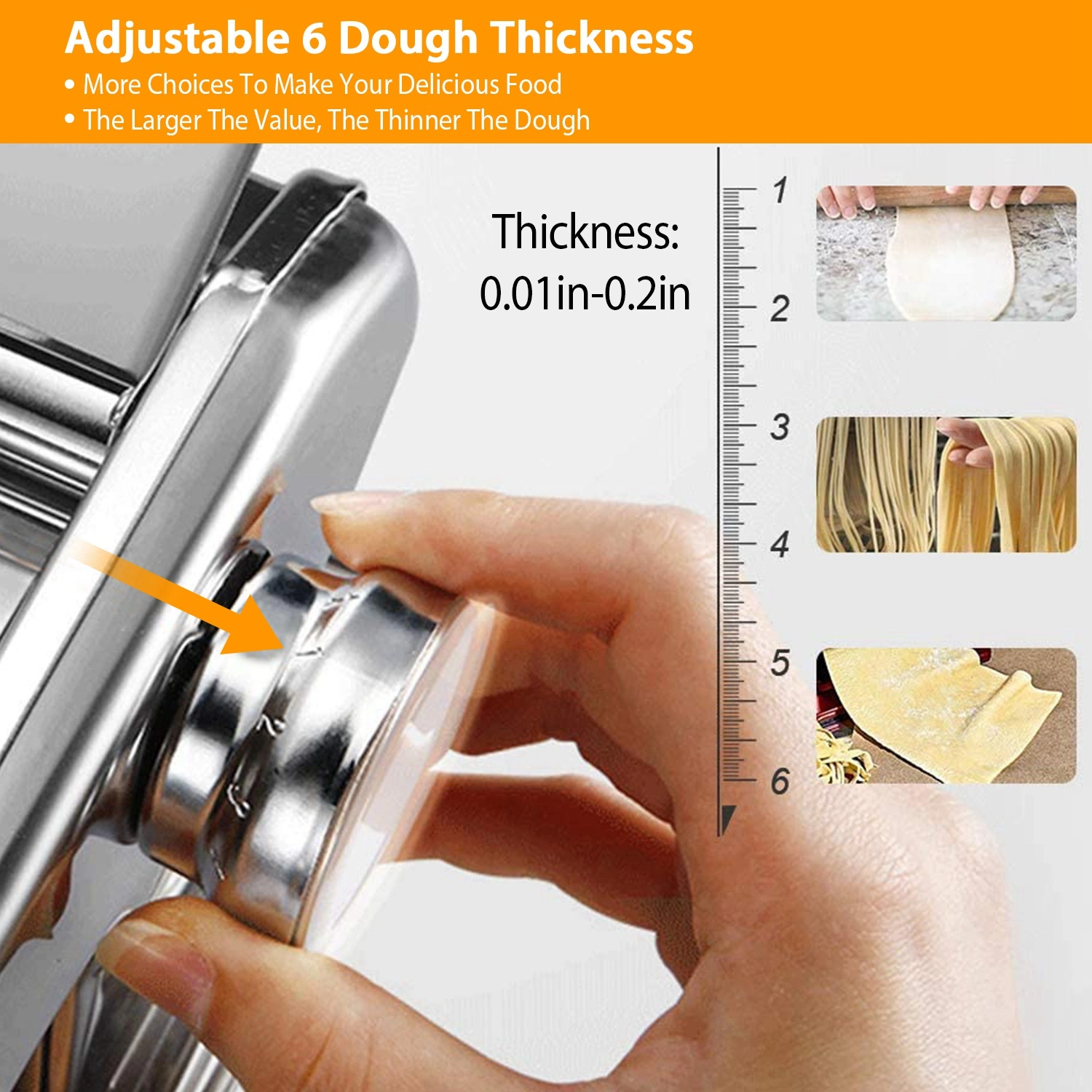 Pasta Maker Machine, 180 Roller Pasta Maker, 9 Adjustable Thickness Settings 2-in-1 Noodles Maker with Rollers and Cutter, Perfect for Spaghetti, Fettuccini, Lasagna or Dumpling Skin Silver view 7