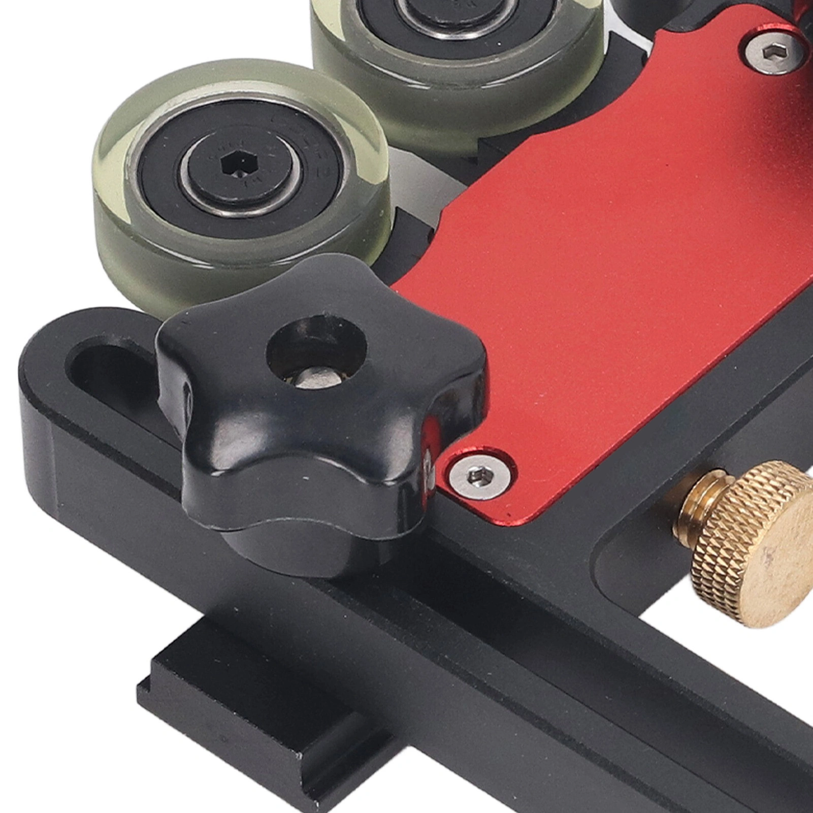 2Pcs Table Saw Feeder Roller, Aluminum Alloy Double Wheel Bearing Featherboard, 5mm Stroke for Woodworking Projects view 5