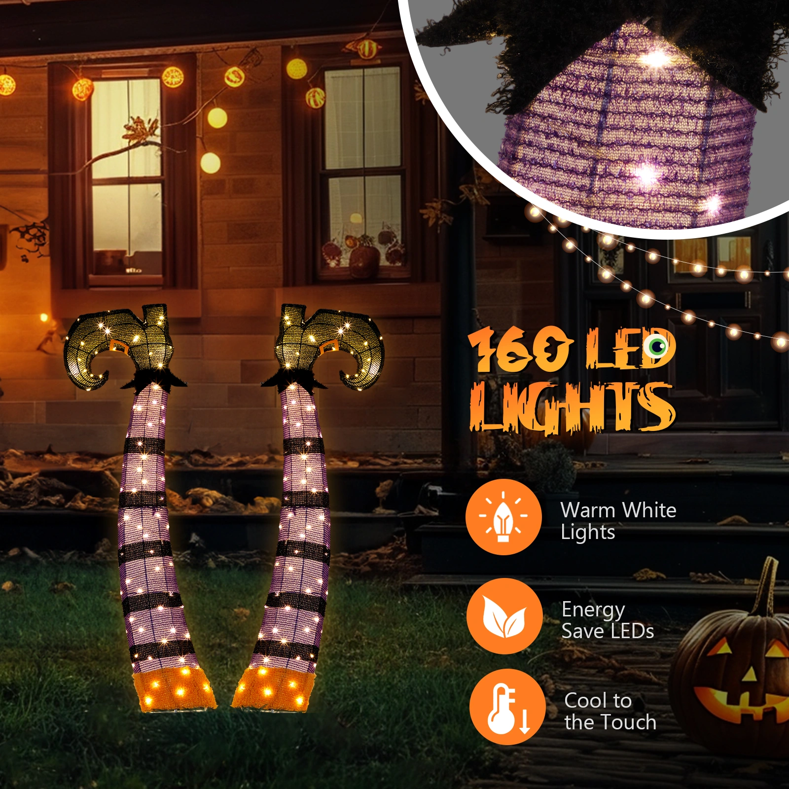 4ft 2D Witch legs Outdoor Halloween Decorations view 8