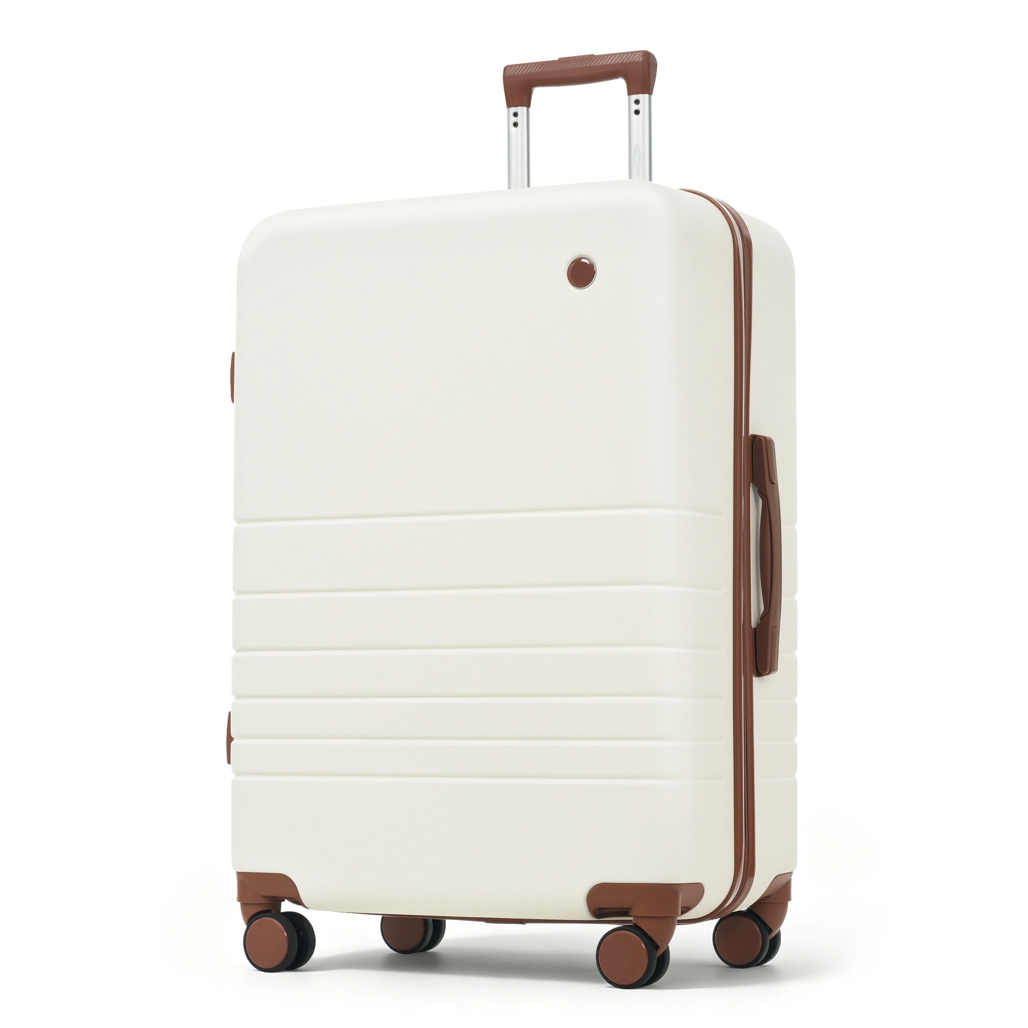4-Piece Luggage Set with USB Charging Port | 20in Carry-On Front-Opening Laptop Bag + 28in Checked Suitcase w/TSA Lock, Travel Duffel & Wet-Dry Toiletry, Ivory & Brown view 4