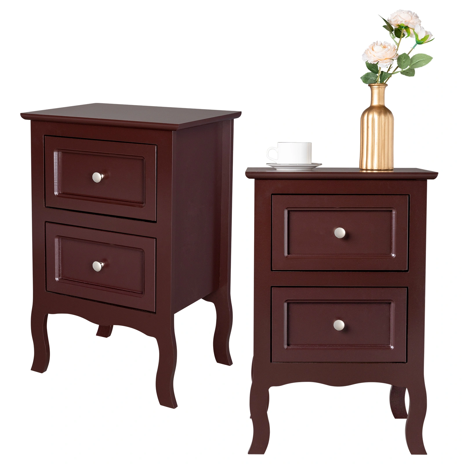 2pcs Country Style Two-Tier Night Tables Large Size Grown view 2