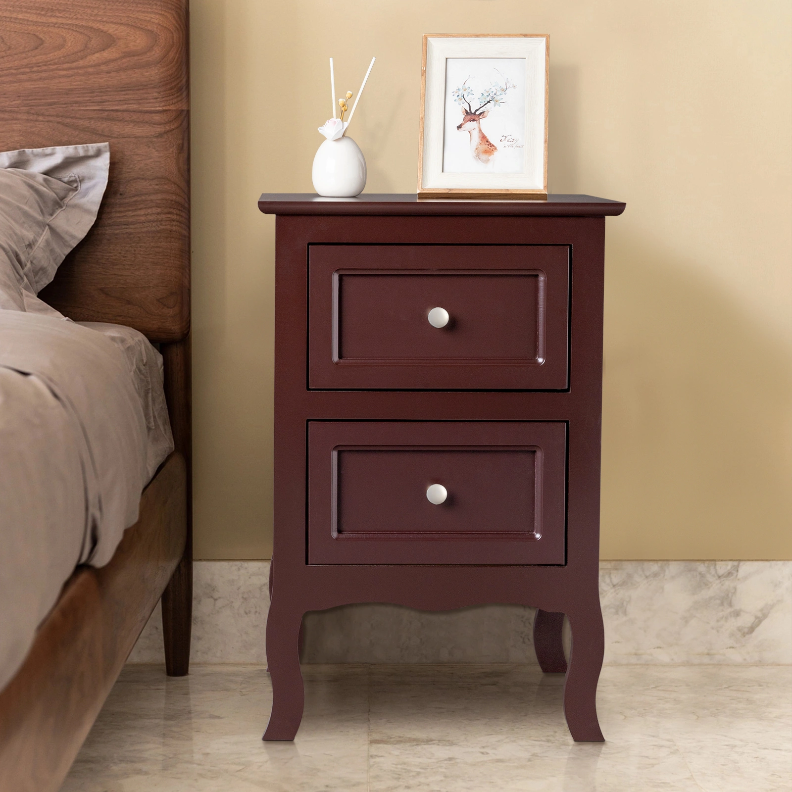 2pcs Country Style Two-Tier Night Tables Large Size Grown view 21