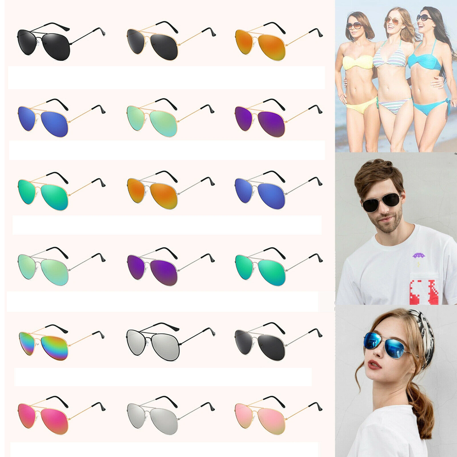 Polarized Sunglasses for Men Women Unisex, Vintage Retro Mirror Lens Pilot Aviator Sunglasses UV400 Protection