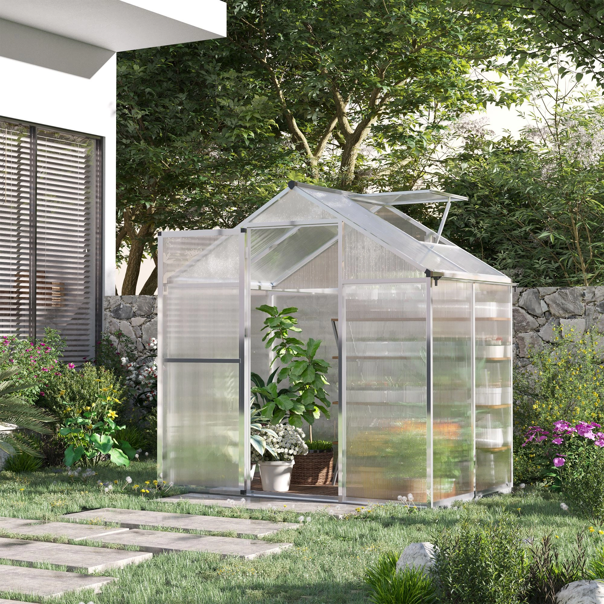 Walk-In Greenhouse Grow House Tent, Indoor Plant Greenhouse, Portable Outdoor Gardening Shelter