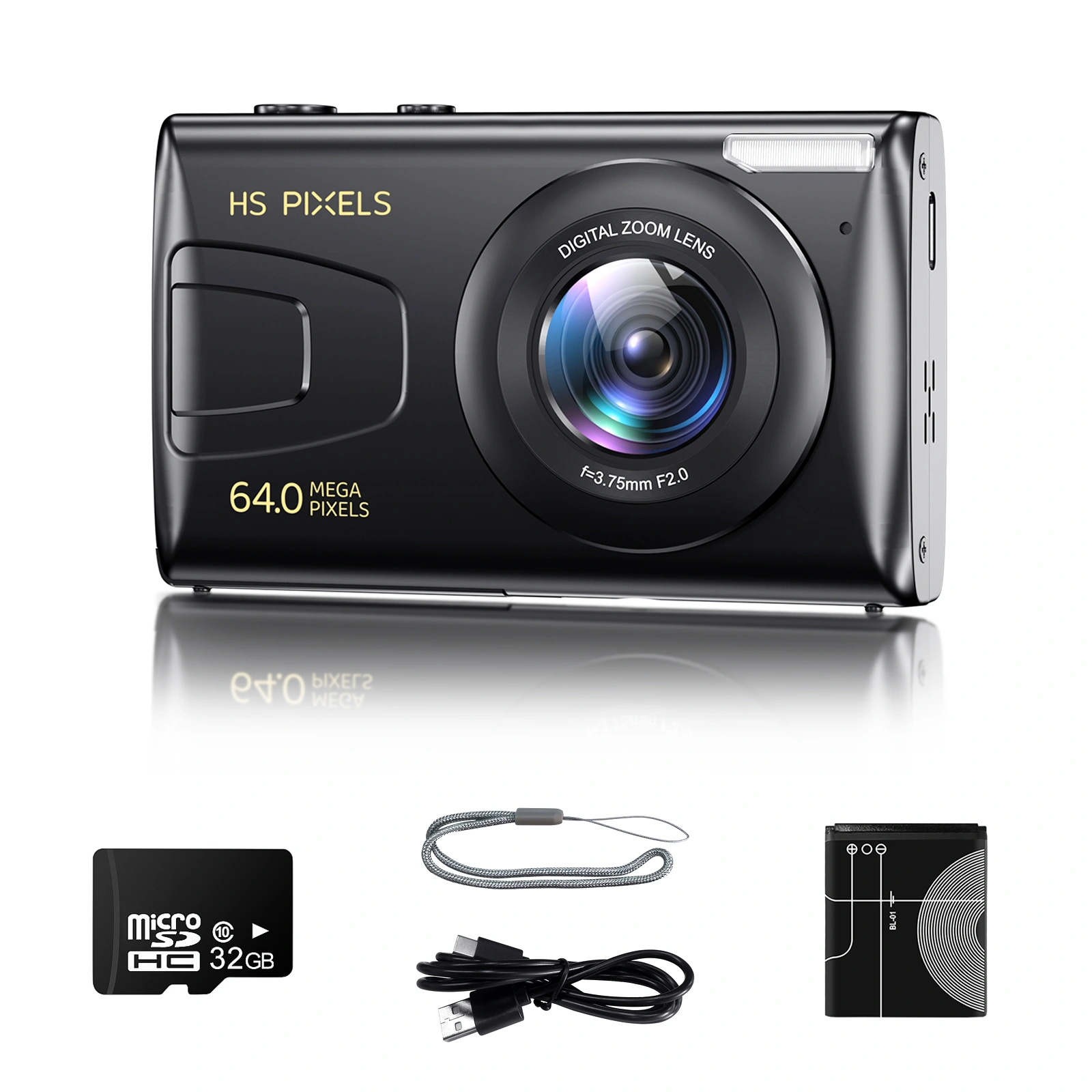 64MP Digital Camera 1080P FHD, 3.0 Inch Screen, 18x Digital Zoom, Portable Compact Camera with 32GB TF Card for Teens Adults Beginners view 2