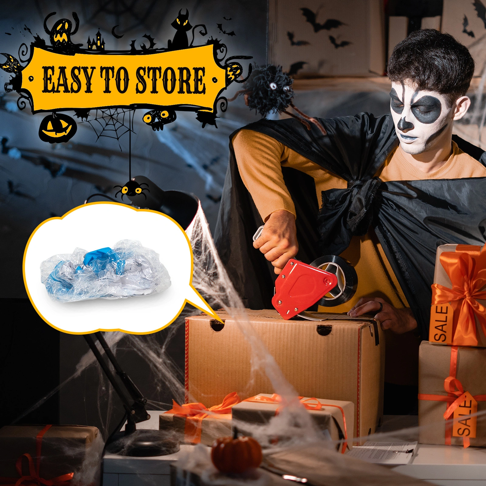 8.8 FT Halloween Inflatable UFO Yard Decoration, Fun Tall Blow up Yard Decor with Built-in LED Lights and Stand Inside Design for Holiday Party Yard Lawn Garden Decor Indoor Outdoor view 6