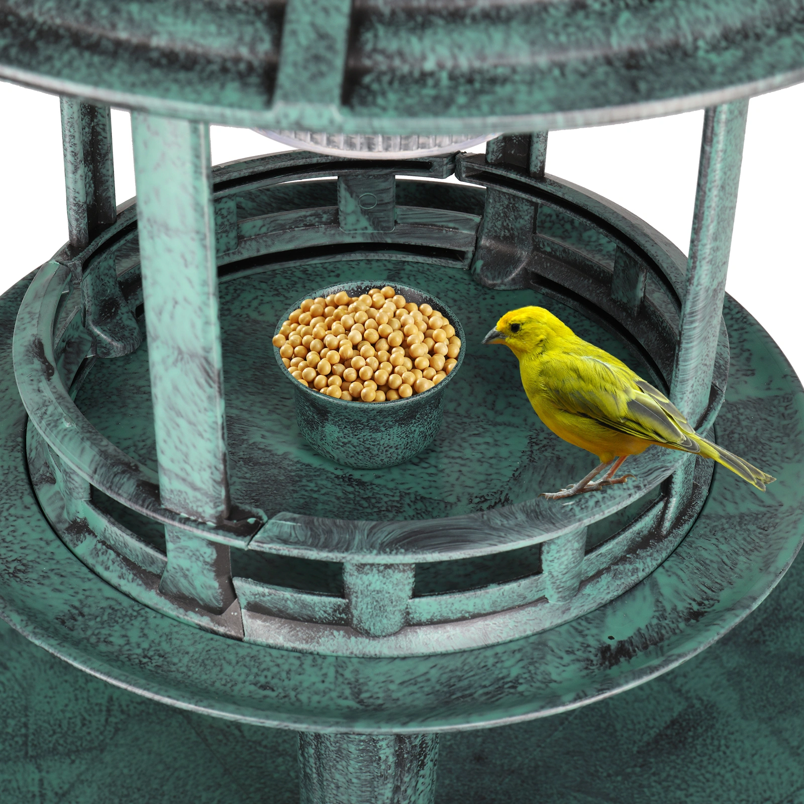 51*51*106cm Round Plastic Birdbath with Solar Light, Dark Green Outdoor Garden Bird Bath Fountain view 9