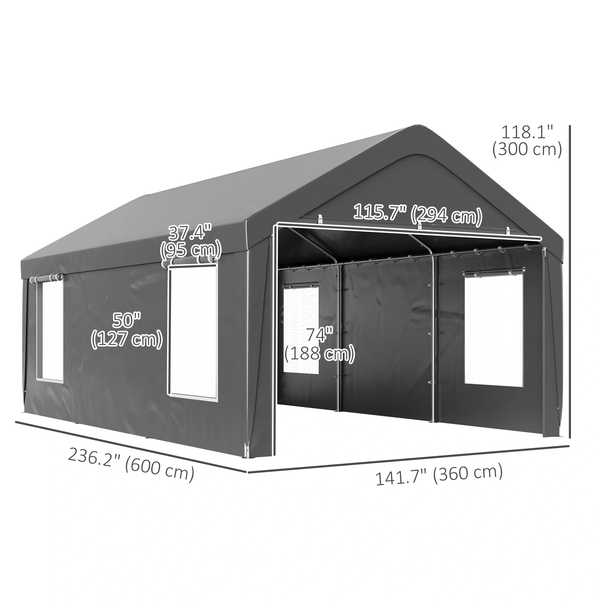 Heavy Duty Carport Canopy 10x20 ft, Steel Frame Garage Shelter, UV & Water Resistant, Silver