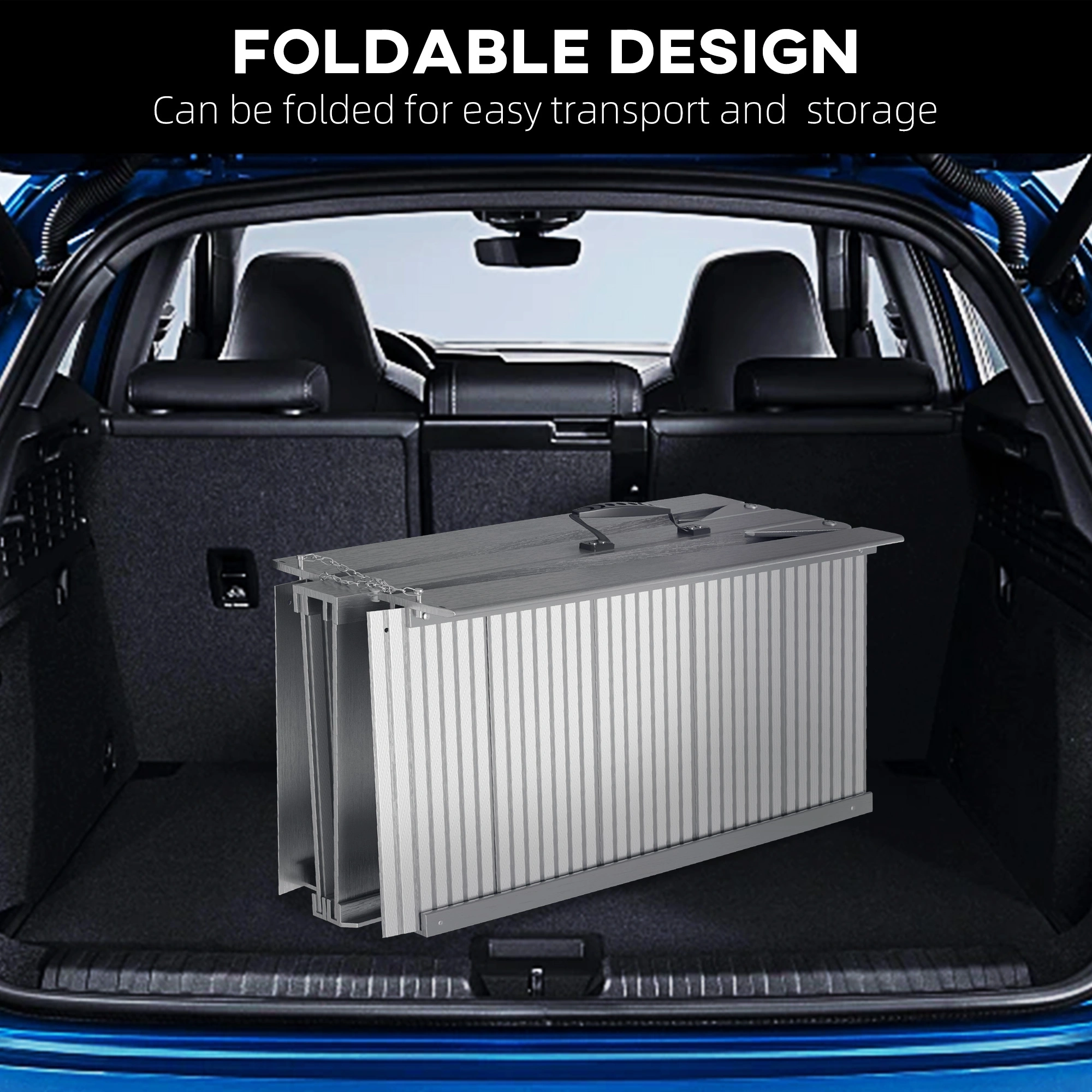 Portable Wheelchair Ramp, 5" x 36" Aluminum Rolling Ramp, 800 lbs Capacity, Lightweight Foldable Mobility Ramp for Scooters & Wheelchairs, Non-Slip Surface view 4