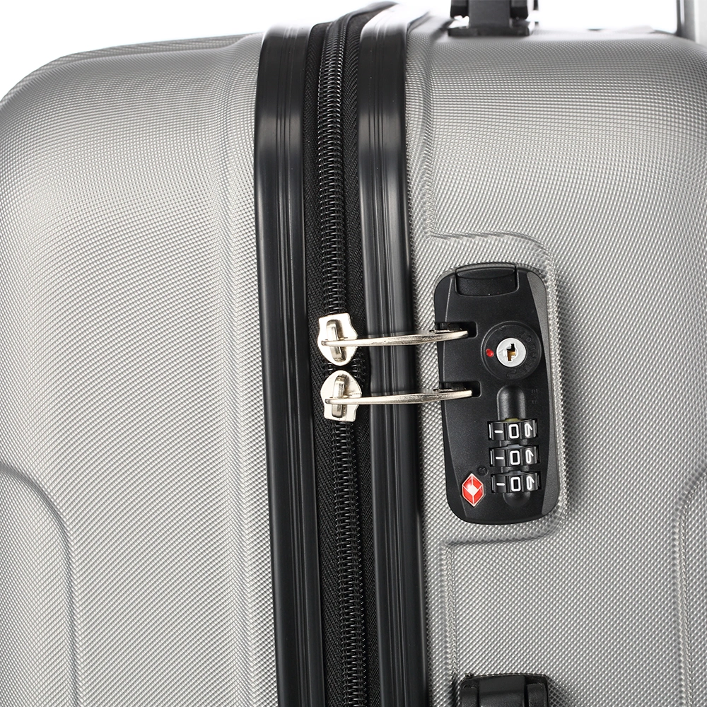 ABS Trolley Case 20in 24in 28in 3PCS Suitcase Set Striped Textured Suitcase Silver Gray view 12