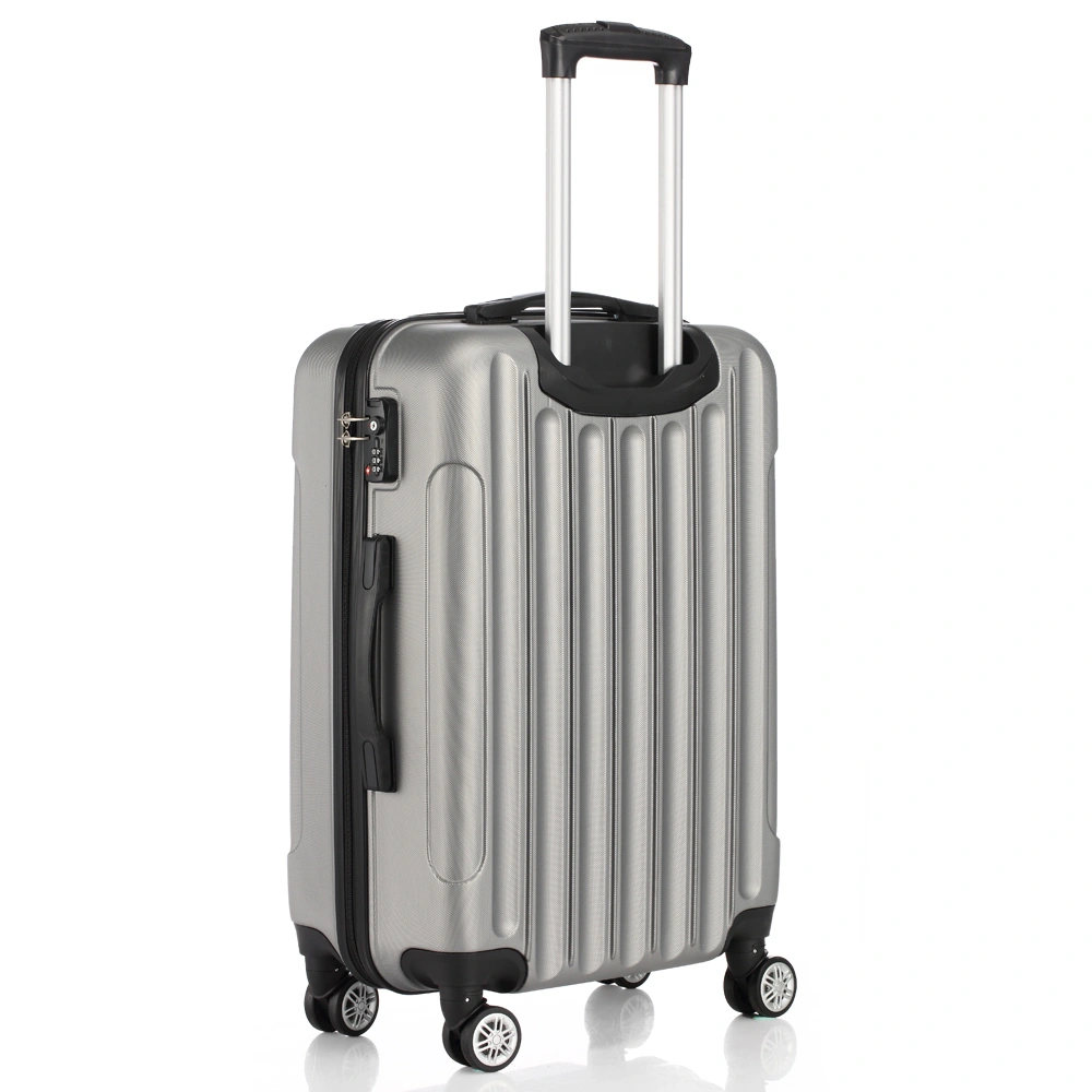 ABS Trolley Case 20in 24in 28in 3PCS Suitcase Set Striped Textured Suitcase Silver Gray view 6