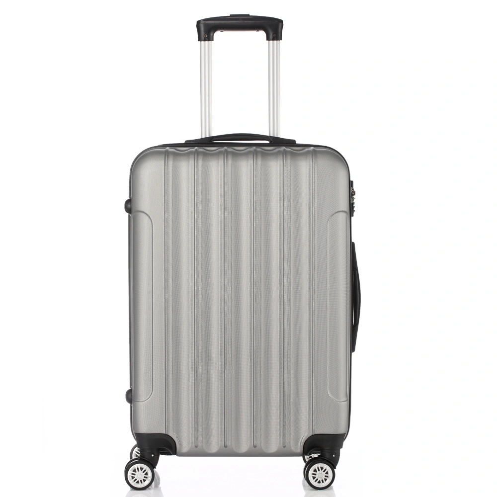 ABS Trolley Case 20in 24in 28in 3PCS Suitcase Set Striped Textured Suitcase Silver Gray view 7