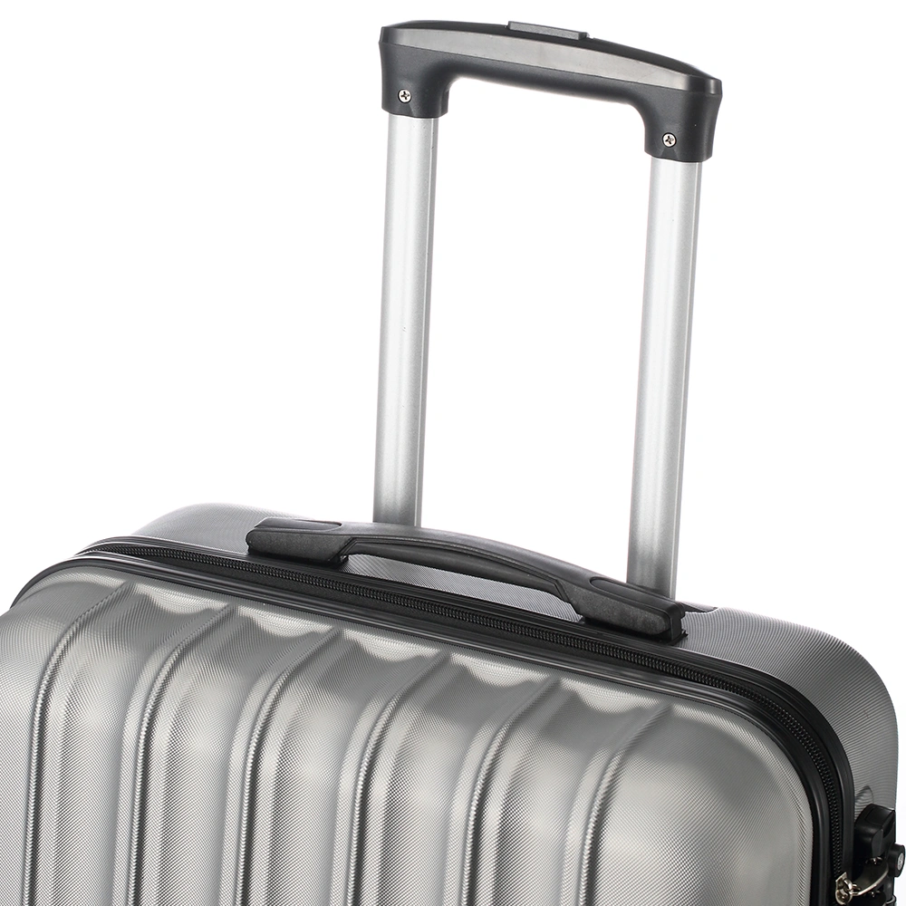ABS Trolley Case 20in 24in 28in 3PCS Suitcase Set Striped Textured Suitcase Silver Gray view 8