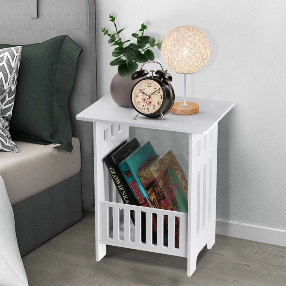 White Bedside Table Nightstand Small End Cabinet Side Table Storage Organizer
