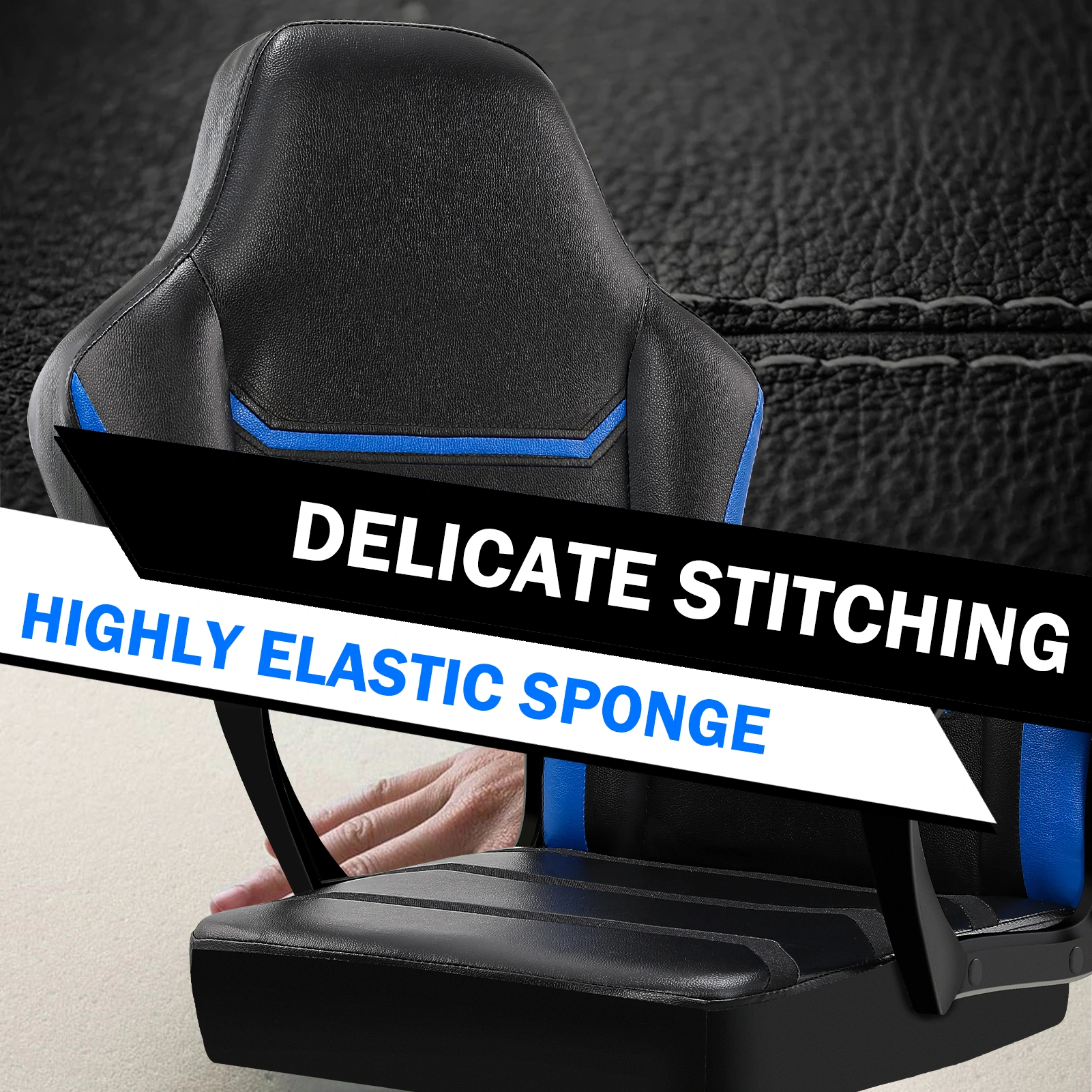 Video Game Chair Breathable PU Leather, Racing E-Sport Gaming Chair Height Adjustable, Computer Desk Chair for Adults & Teenagers, Blue view 3