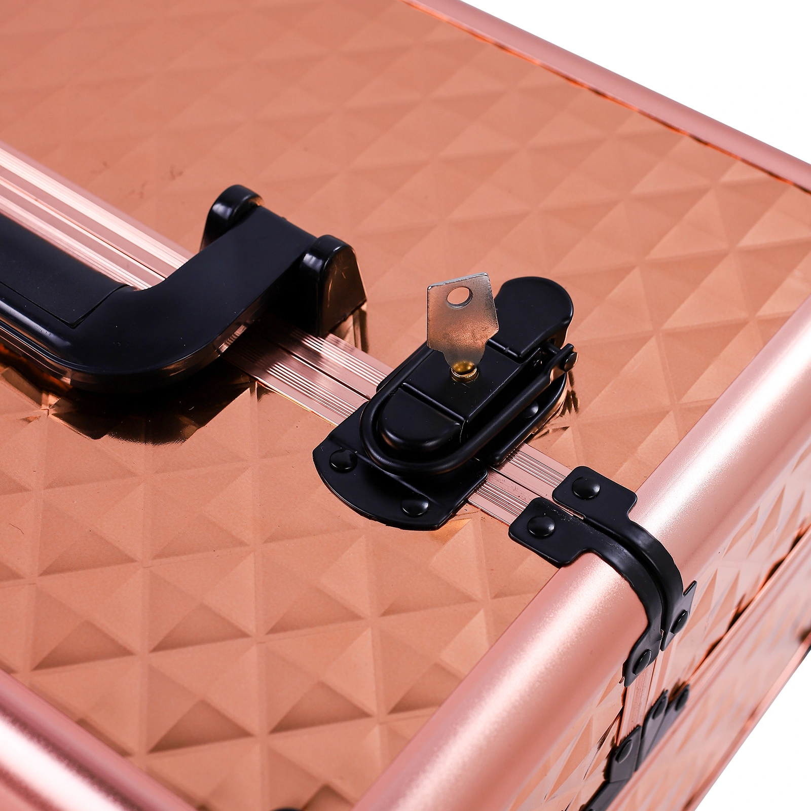 4-in-1 Draw-bar Style Interchangeable Aluminum Rolling Makeup Case-Rose Gold view 17