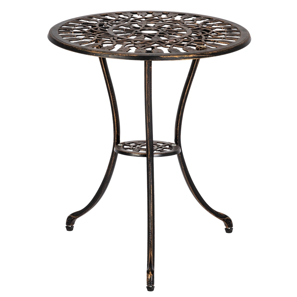 European Style Cast Aluminum Outdoor 3 Piece Bistro Set Tulip Table & Chairs Bronze view 3