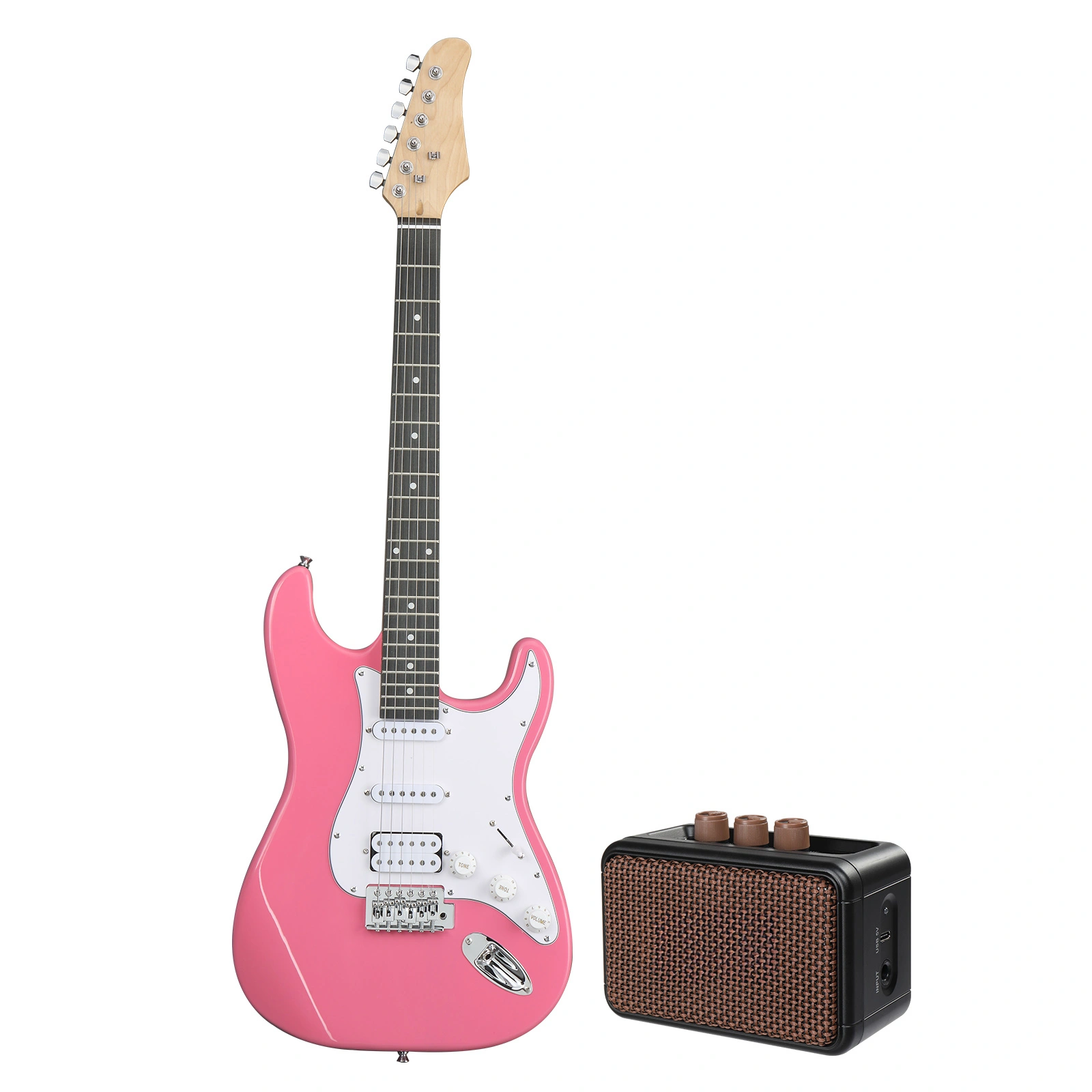 KST Stylish H-S-S Pickup Electric Guitar Kit with 5W AMP Bag Guitar Strap Strings rose red view 12