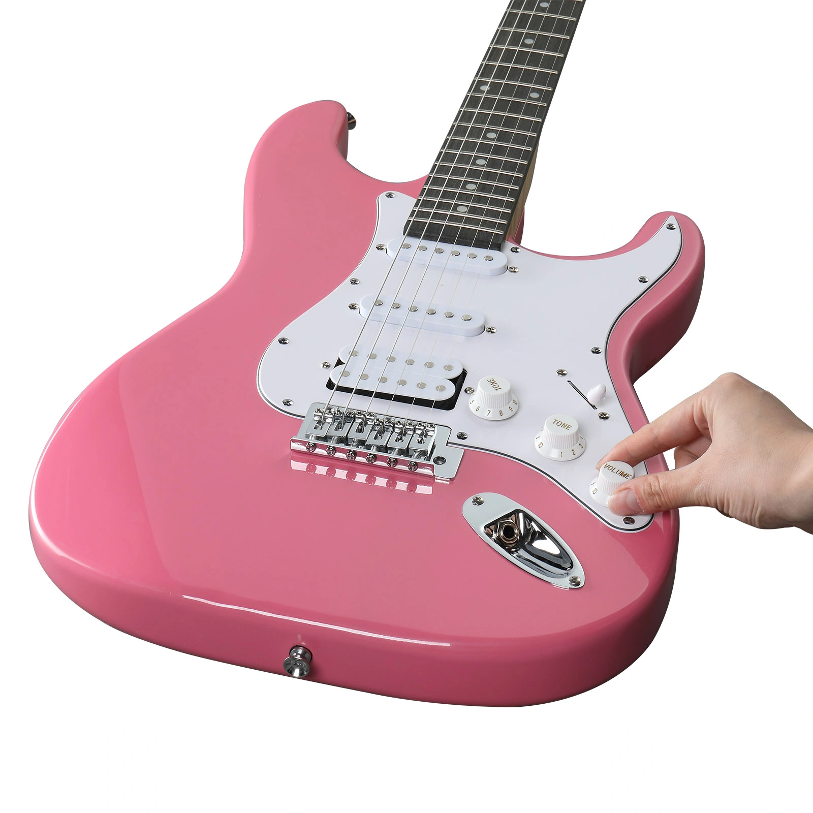 KST Stylish H-S-S Pickup Electric Guitar Kit with 5W AMP Bag Guitar Strap Strings rose red view 7