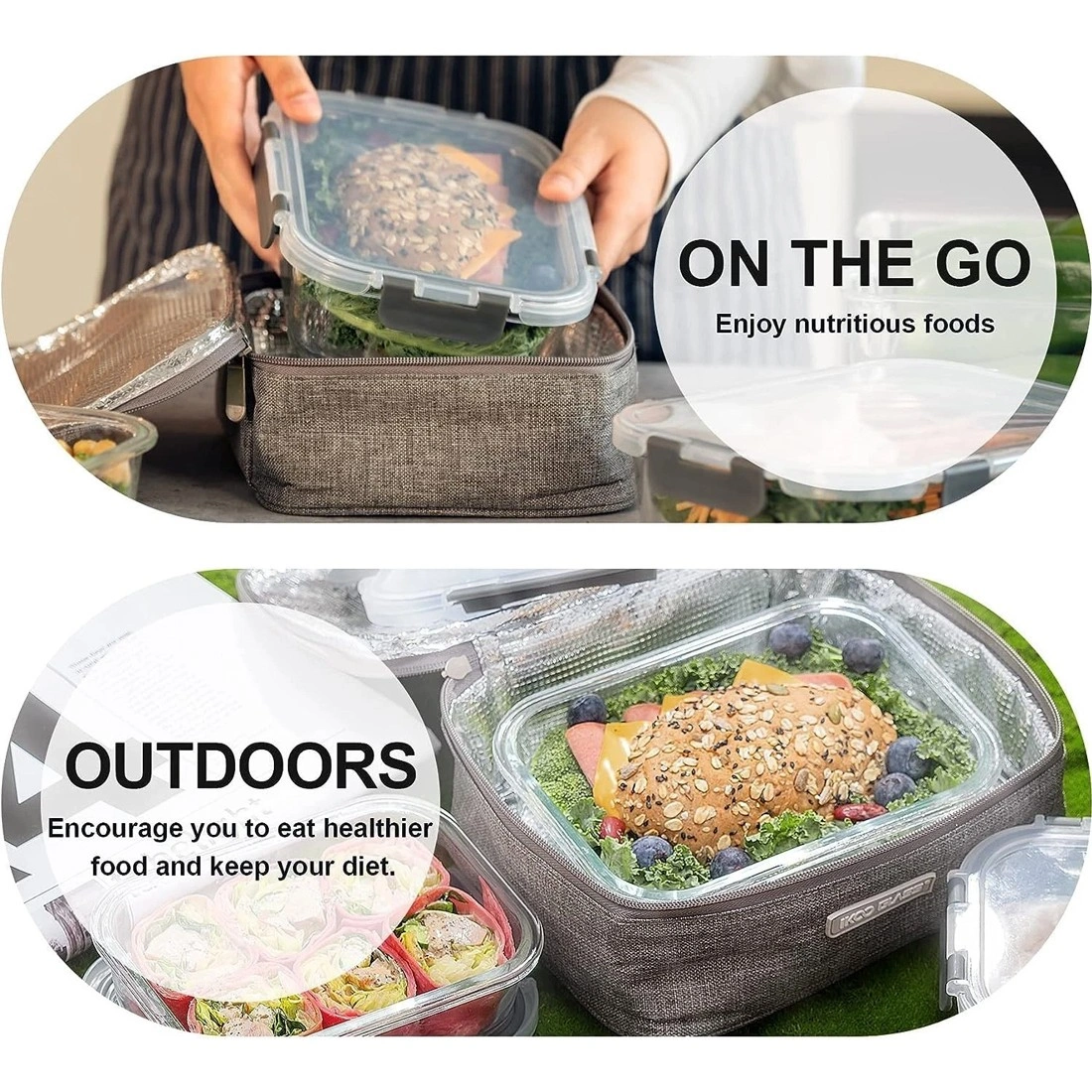 3 Pack Borosilicate Glass Food Storage Containers with Lids - Meal Prep Jar Set view 5