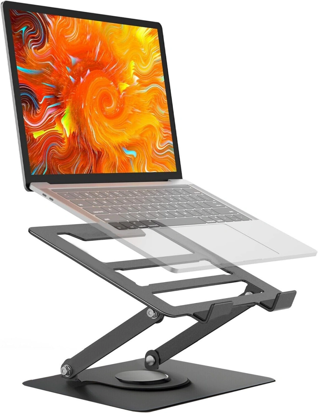 Metal Laptop Stand 360° Adjustable Portable Tablet Riser Bracket Holder for Desk view 3