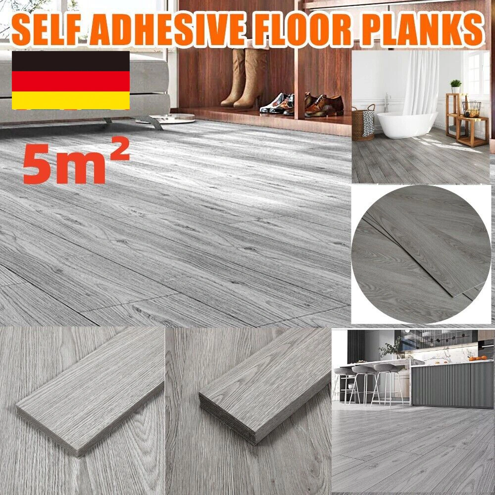 5m² Self-Adhesive Vinyl Plank Flooring Wood Look, Peel and Stick Tile for Bathroom Decor