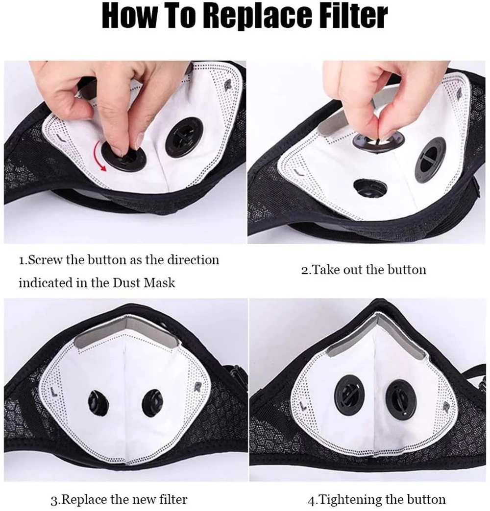 Reusable Half Face Mask with Filter - Grey Cycling Outdoor Sport Protection view 3