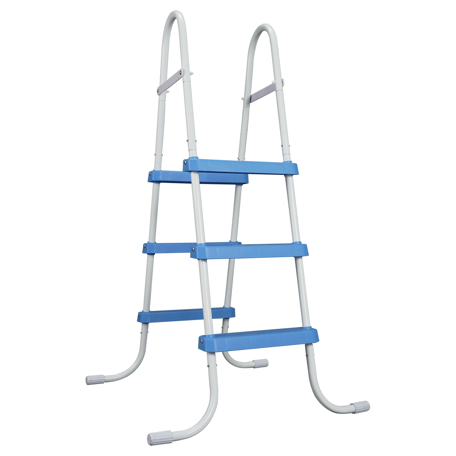 3-Step 42" Above Ground Pool Ladder with Entry Mat, Iron Frame in White & Blue, Non-Slip Safety Pool Steps for In-Ground & Above Ground Pools