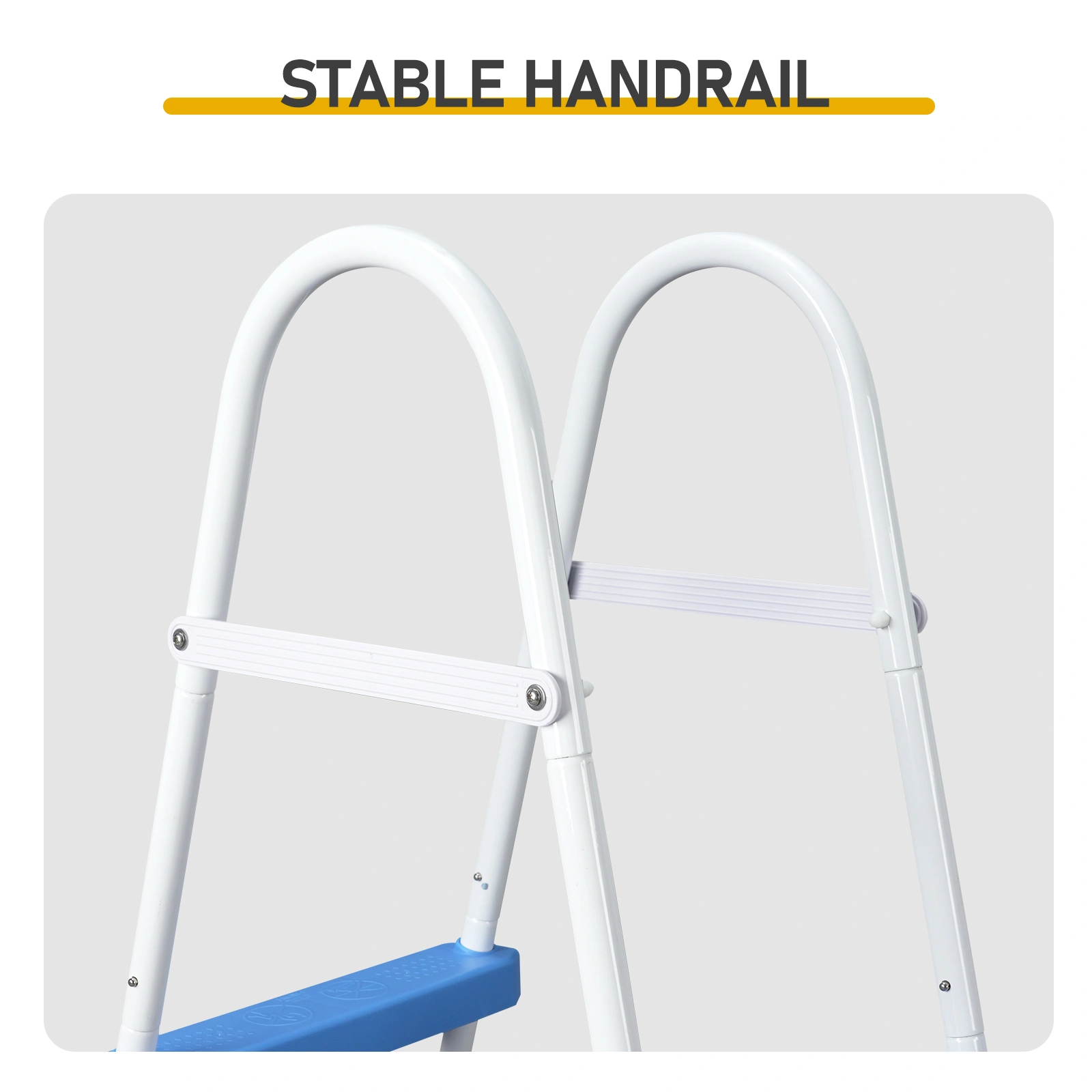 3-Step 42" Above Ground Pool Ladder with Entry Mat, Iron Frame in White & Blue, Non-Slip Safety Pool Steps for In-Ground & Above Ground Pools view 7