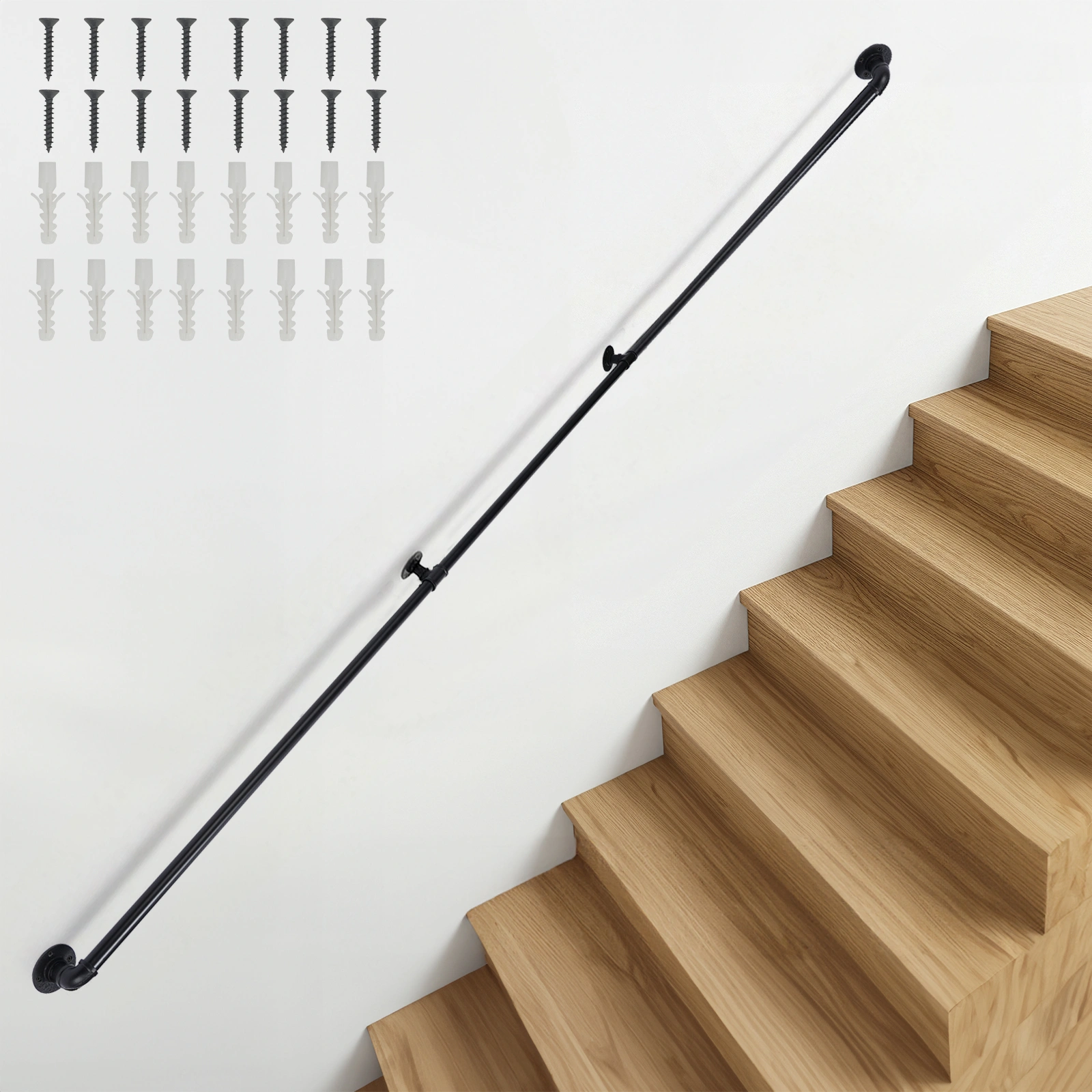 12FT three-section iron courtyard stair handrail black view 9