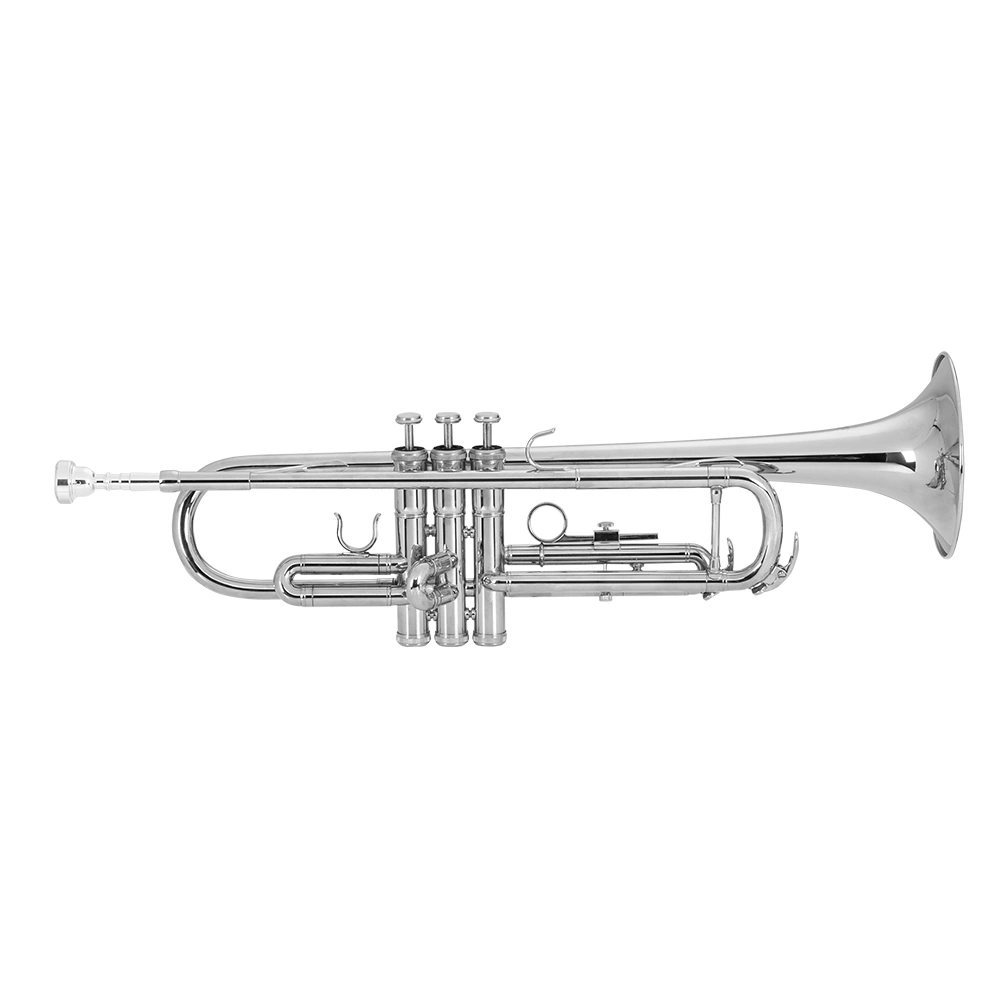 Brass Trumpet Bb with 7C Mouthpiece for Standard Student or Beginner Silver
