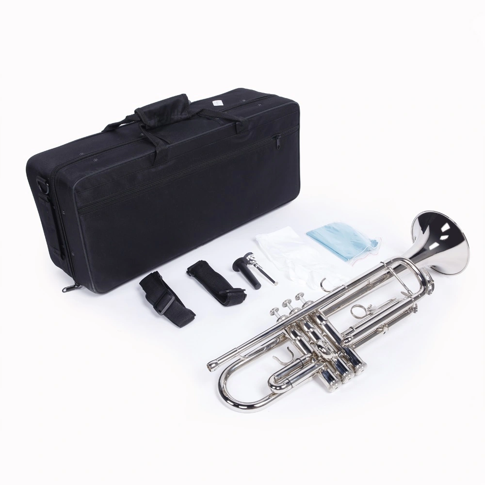 Brass Trumpet Bb with 7C Mouthpiece for Standard Student or Beginner Silver view 2