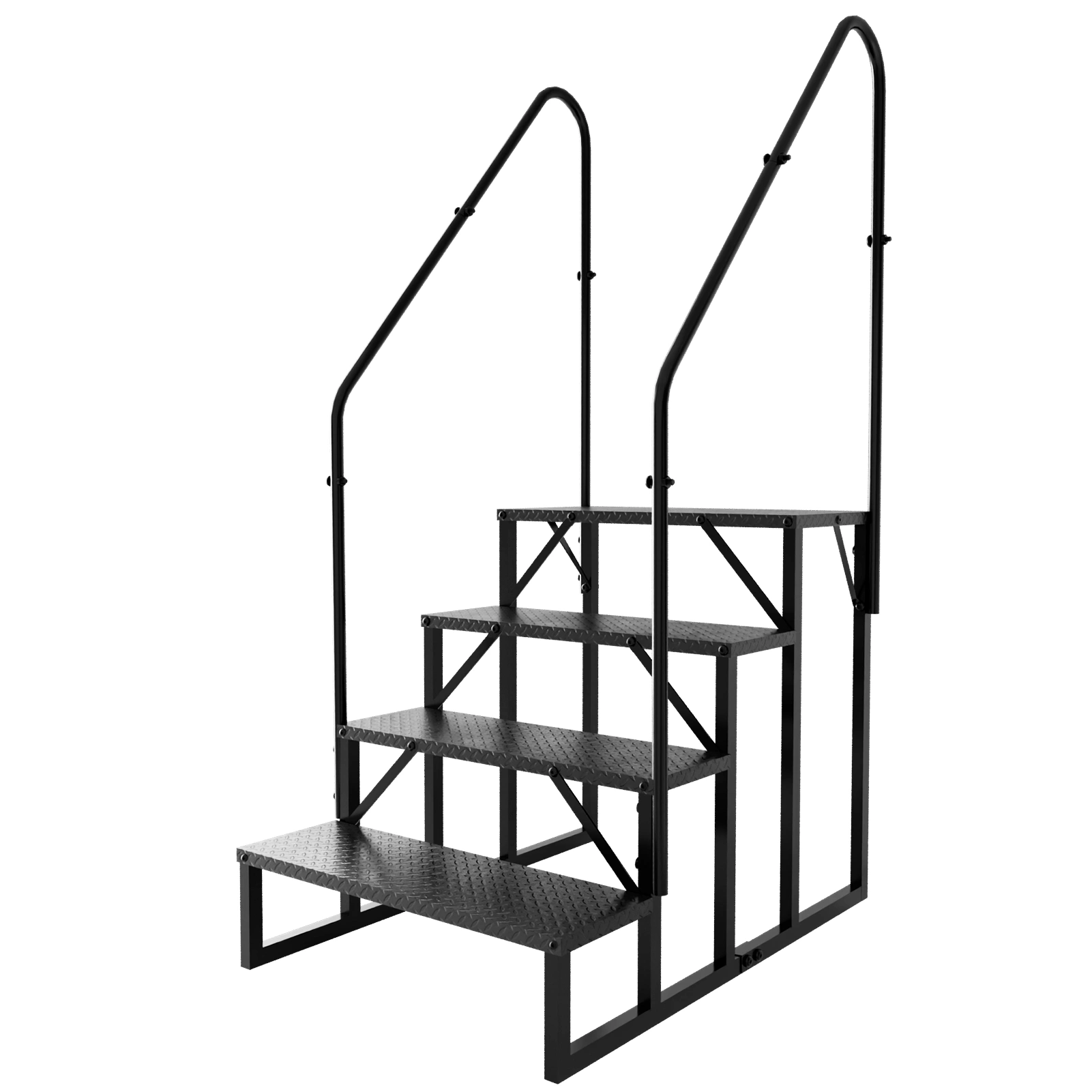 4-Step RV Ladder with Handrail, 660 lbs Heavy Duty Portable Steps, Hot Tub Pool Ladder for Outdoor/Mobile Home/Camper/Porch/Pet