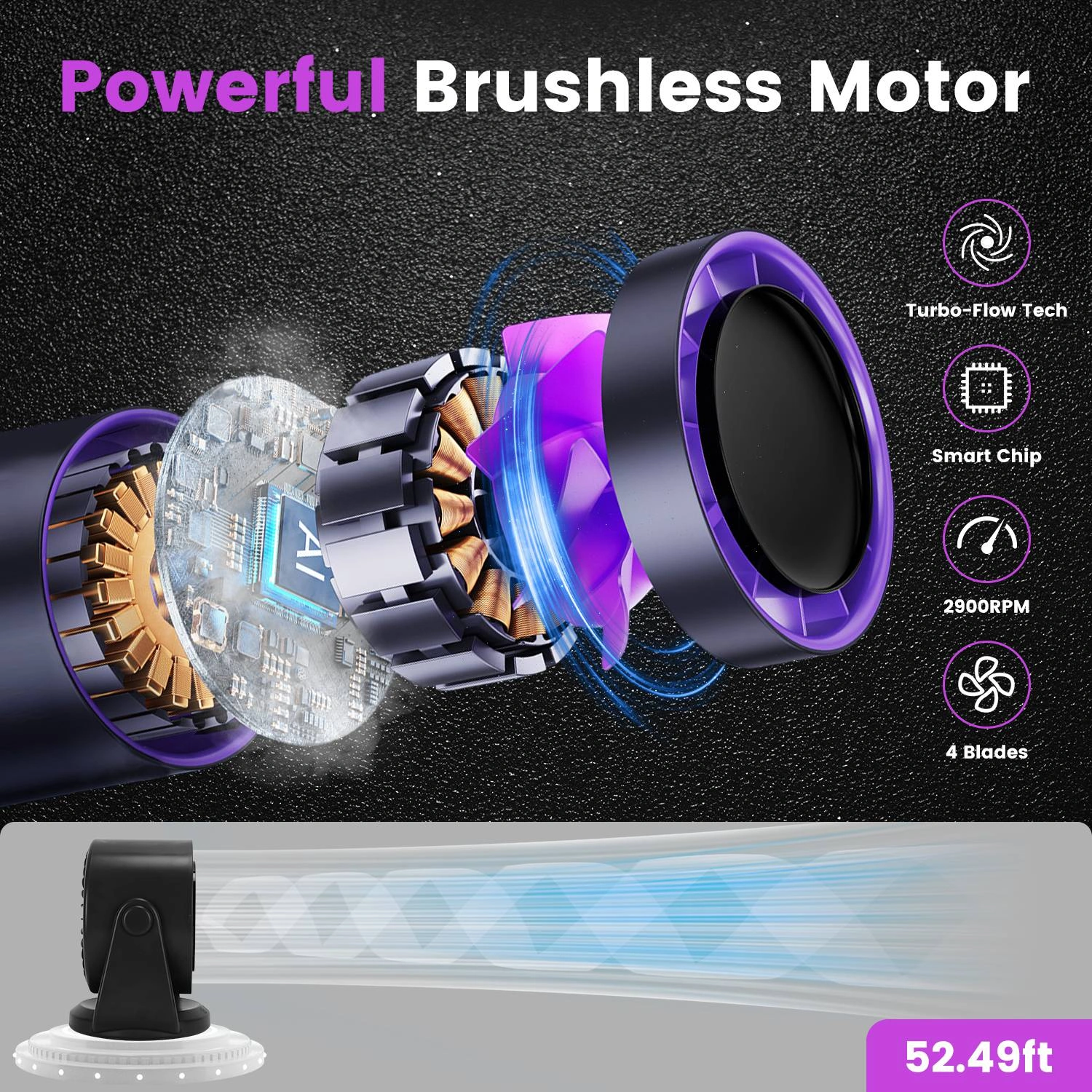 Portable USB Table Fan 100 Speed Settings Real-Time LCD Display Battery Indicator, 120 Degree Adjustable Tilt Desktop Wall Mount 4000mAh Wireless Cooling Fan view 2