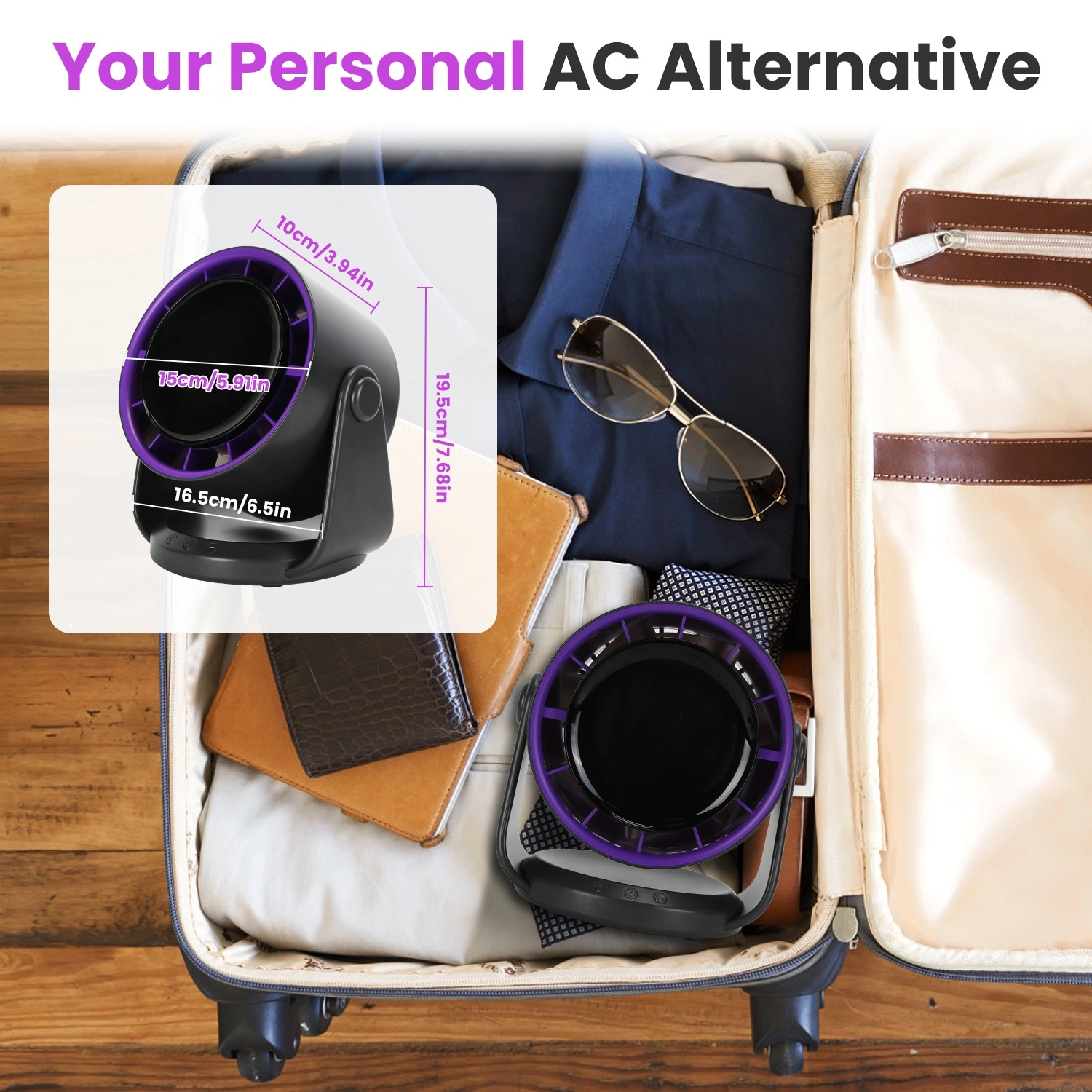 Portable USB Table Fan 100 Speed Settings Real-Time LCD Display Battery Indicator, 120 Degree Adjustable Tilt Desktop Wall Mount 4000mAh Wireless Cooling Fan view 8