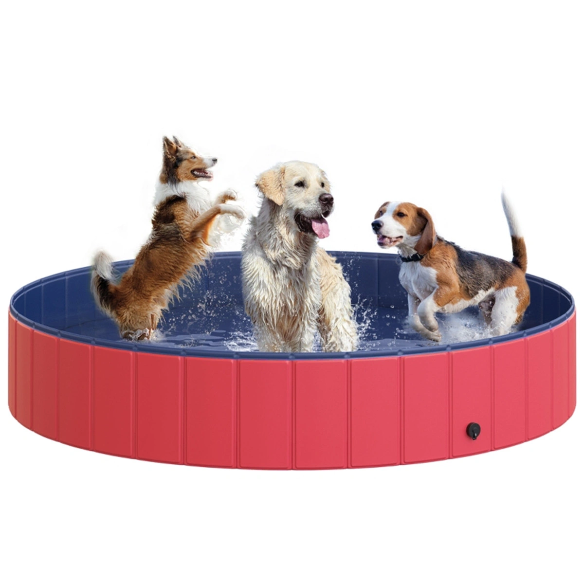 Inflatable Dog Pool, Extra Large Pet Bathing Tub, Foldable Puppy Swimming Pool with Drain Plug, Portable Outdoor Dog SPA Bath for Medium & Large Breeds