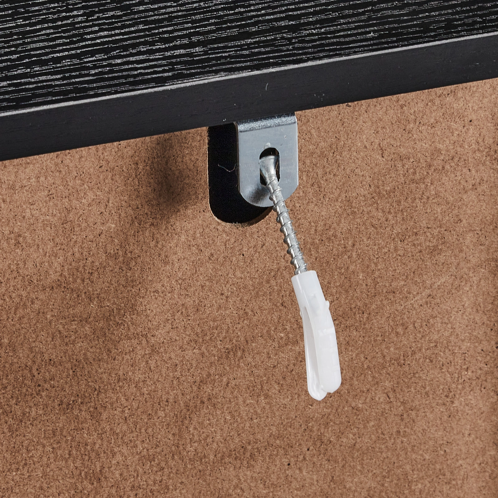 Handleless Grille-Finished 4-Drawer Bedside Table P2 Particleboard + MDF & Melamine Veneer + Thermoformed Drawer Dresser 23.62*14.96*30.71in Black view 10