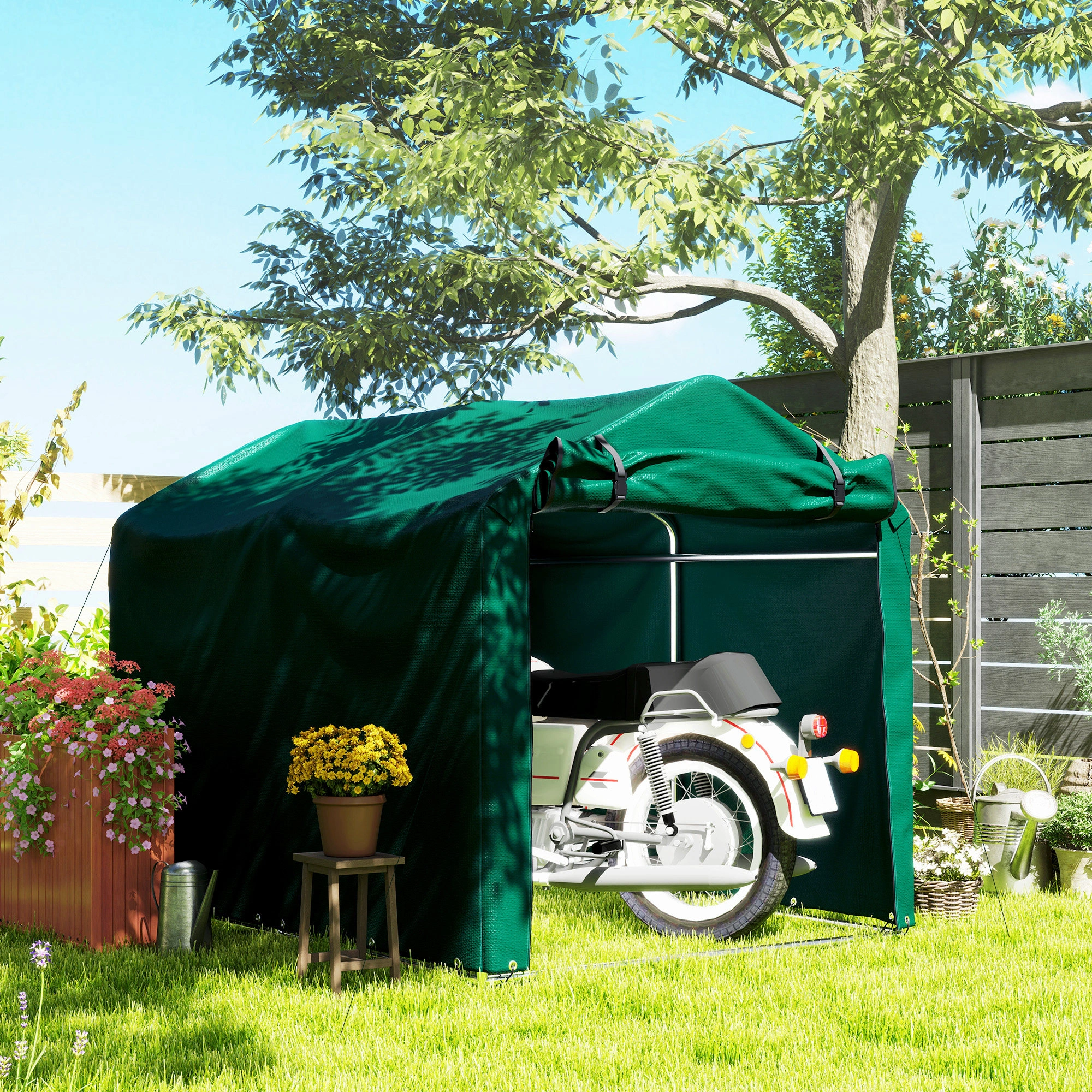 Metal Garden Shed 7x5 Large Outdoor Storage House with Double Door for Garden Tools Lawn Mower Equipment