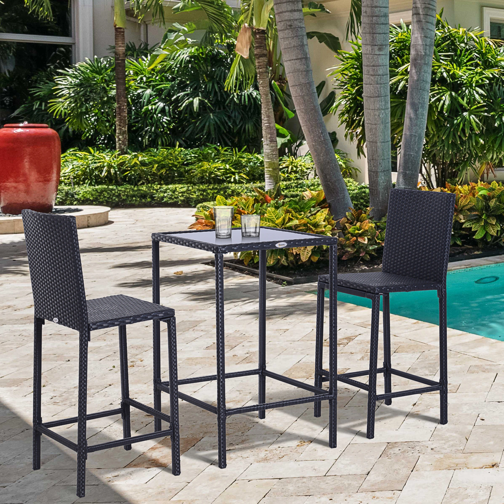 Tavern Table and Chair Set, Bar Height Pub Table and Stools, Metal Wood Dining Set for Kitchen Home Bar, Dining Room