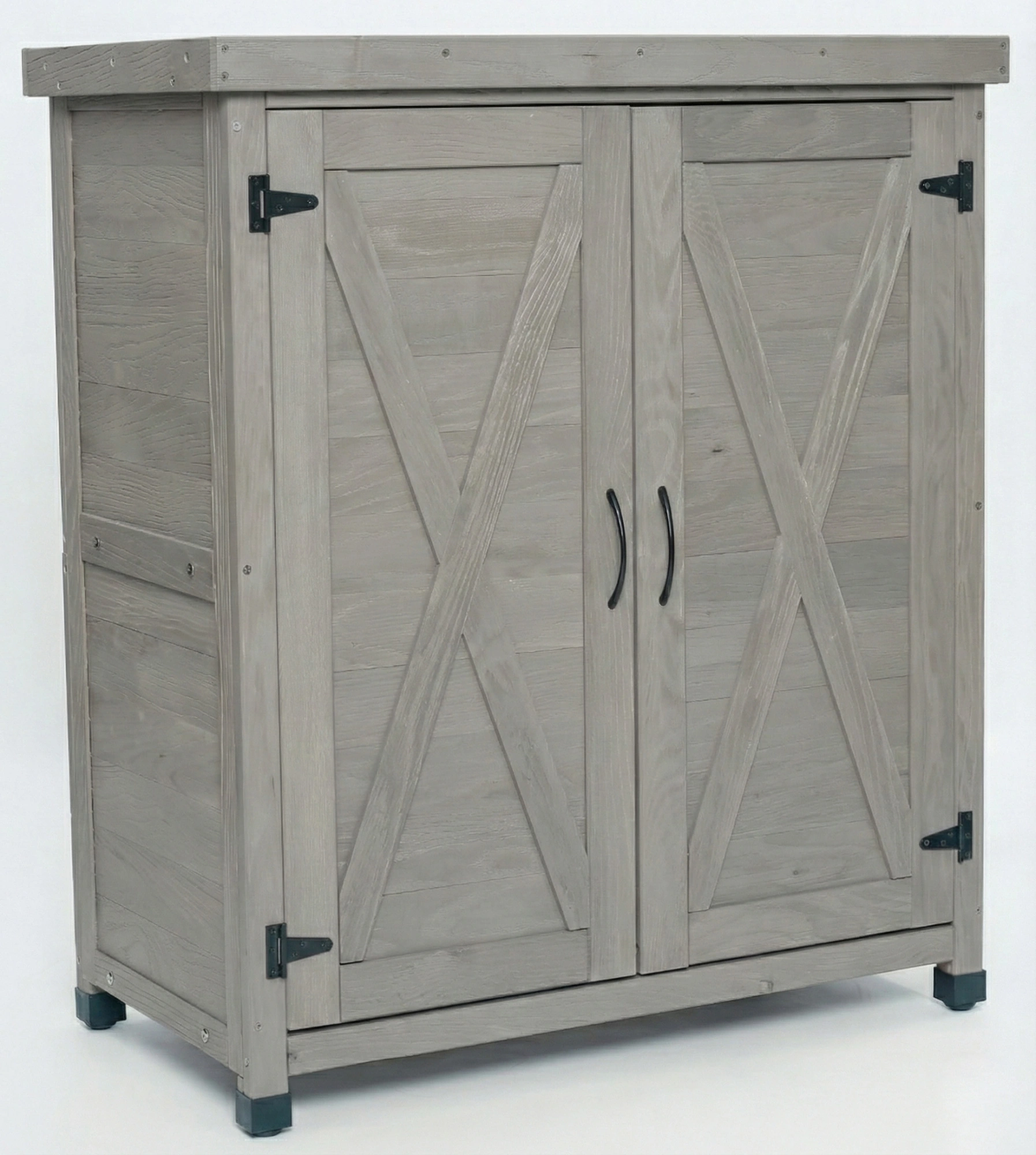 Potting Bench with Storage Cabinet, Metal Work Table Top, Outdoor Garden Potting Station for Patio, Deck, Workspace view 11