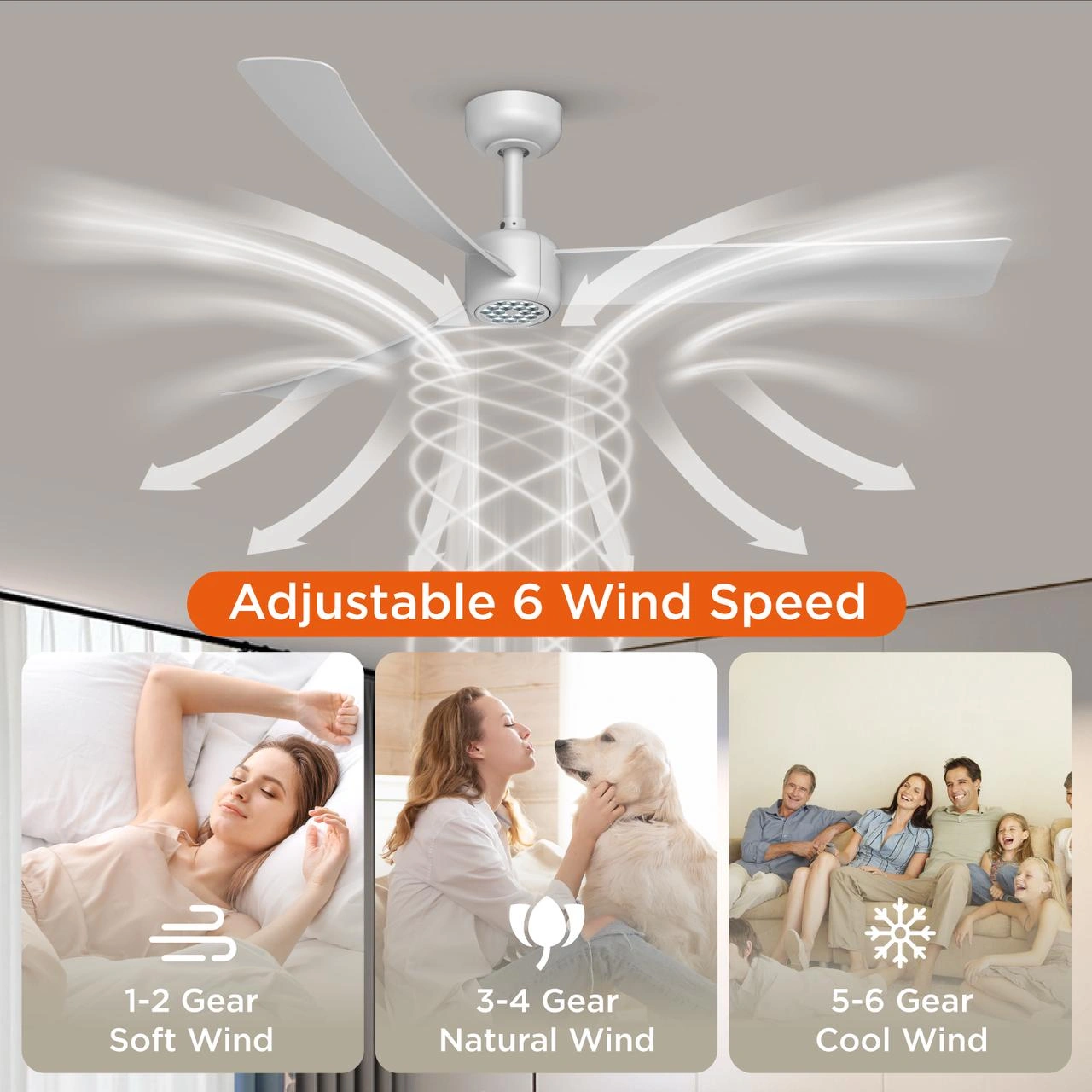 52 Inch Ceiling Fans with Lights Led Remote Control Low Profile Flush Mount for Living Room Bedroom Outdoor Patio,DC Motor,Reversible,Dimmable,Buzzer ON/Off, 3D-I3[Unable ship on weekends, TK/TEMU only for pickup, only TX10643 warehouse supports GOFO view 4