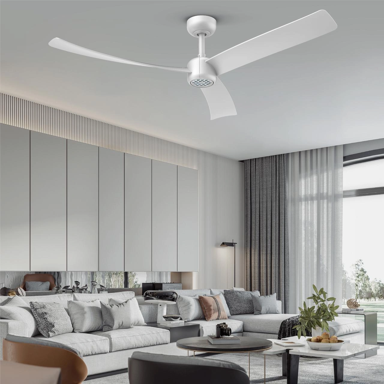 52 Inch Ceiling Fans with Lights Led Remote Control Low Profile Flush Mount for Living Room Bedroom Outdoor Patio,DC Motor,Reversible,Dimmable,Buzzer ON/Off, 3D-I3[Unable ship on weekends, TK/TEMU only for pickup, only TX10643 warehouse supports GOFO view 9