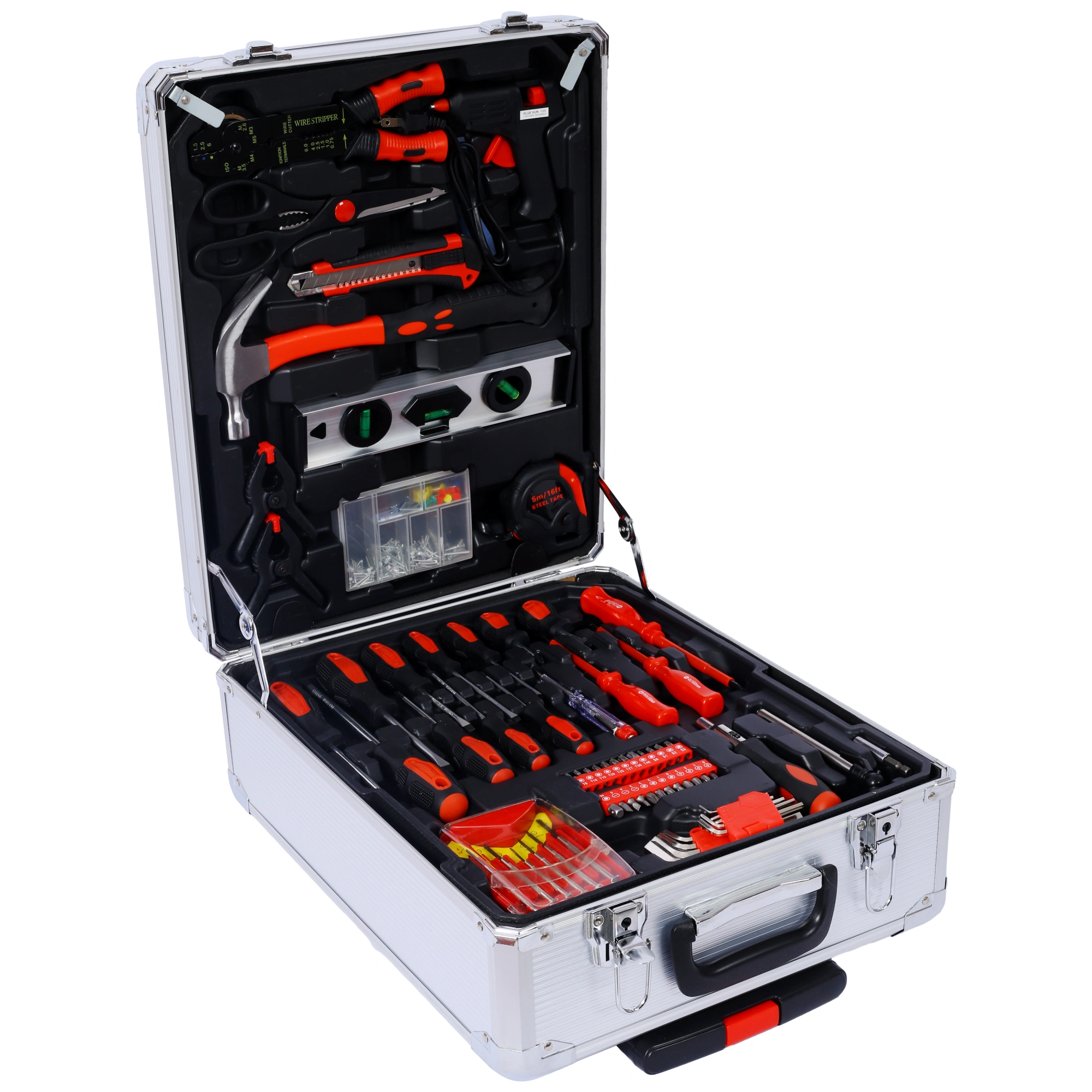 899pc Rolling Tool Set Kit, 4-Drawer Toolbox Storage Case, Home Repair Hand Tools for Garden Maintenance, Household Handyman Set, Silver view 2