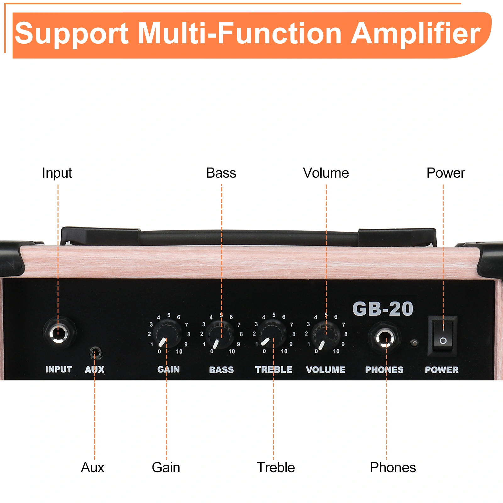 20W GB-20 Electric Bass Guitar Amplifier Natural Color view 3
