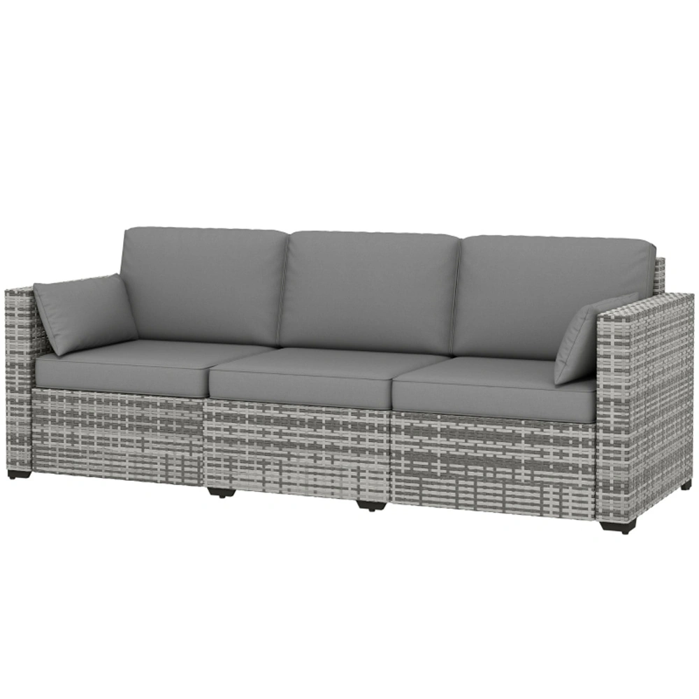 Premium Rattan 3-Seater Sofa, Wicker Outdoor Patio Couch with Cushions, Garden Lounge Seat for Living Room, Veranda, Deck